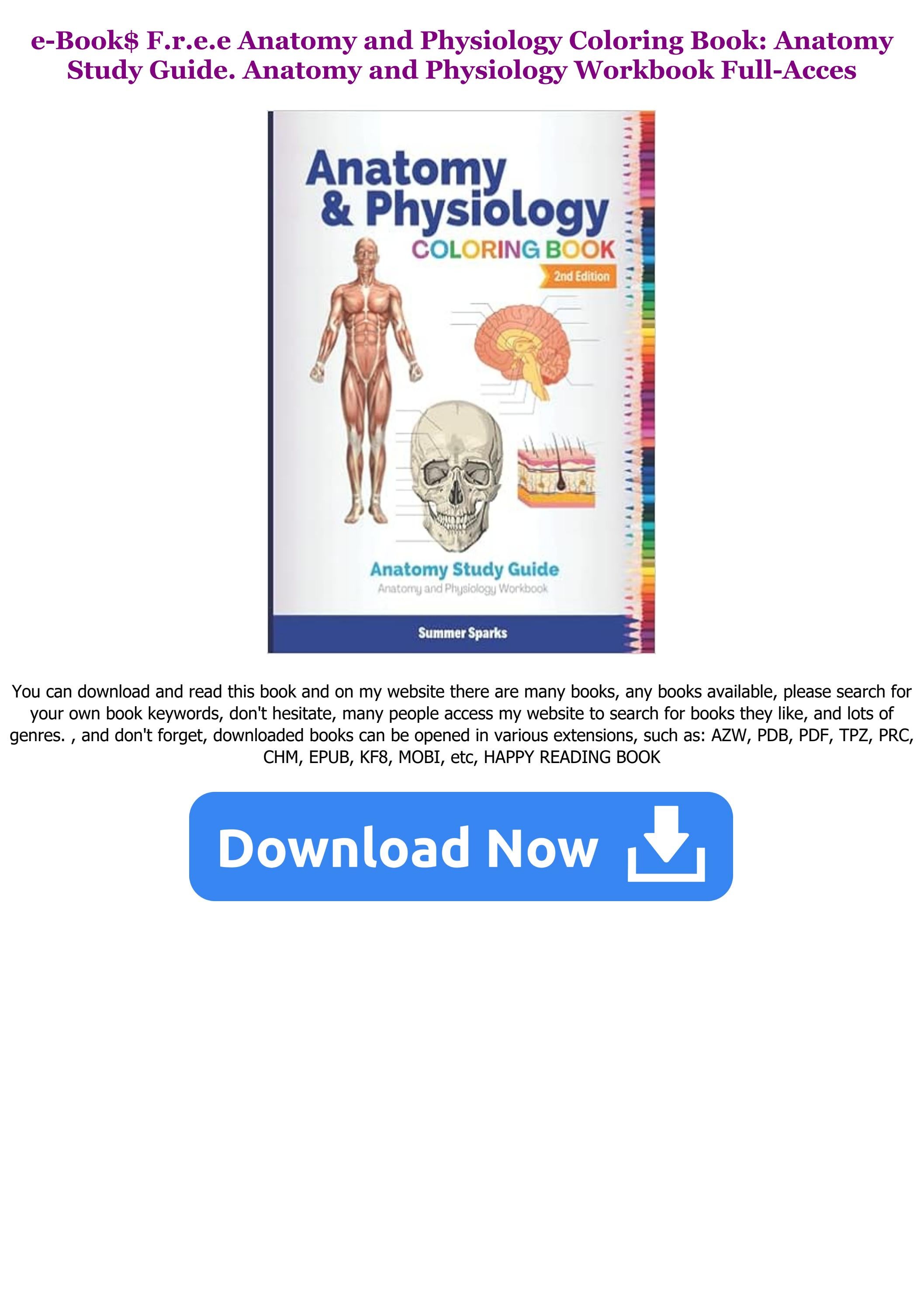 E-book download Anatomy and Physiology Coloring Book: Anatomy Study