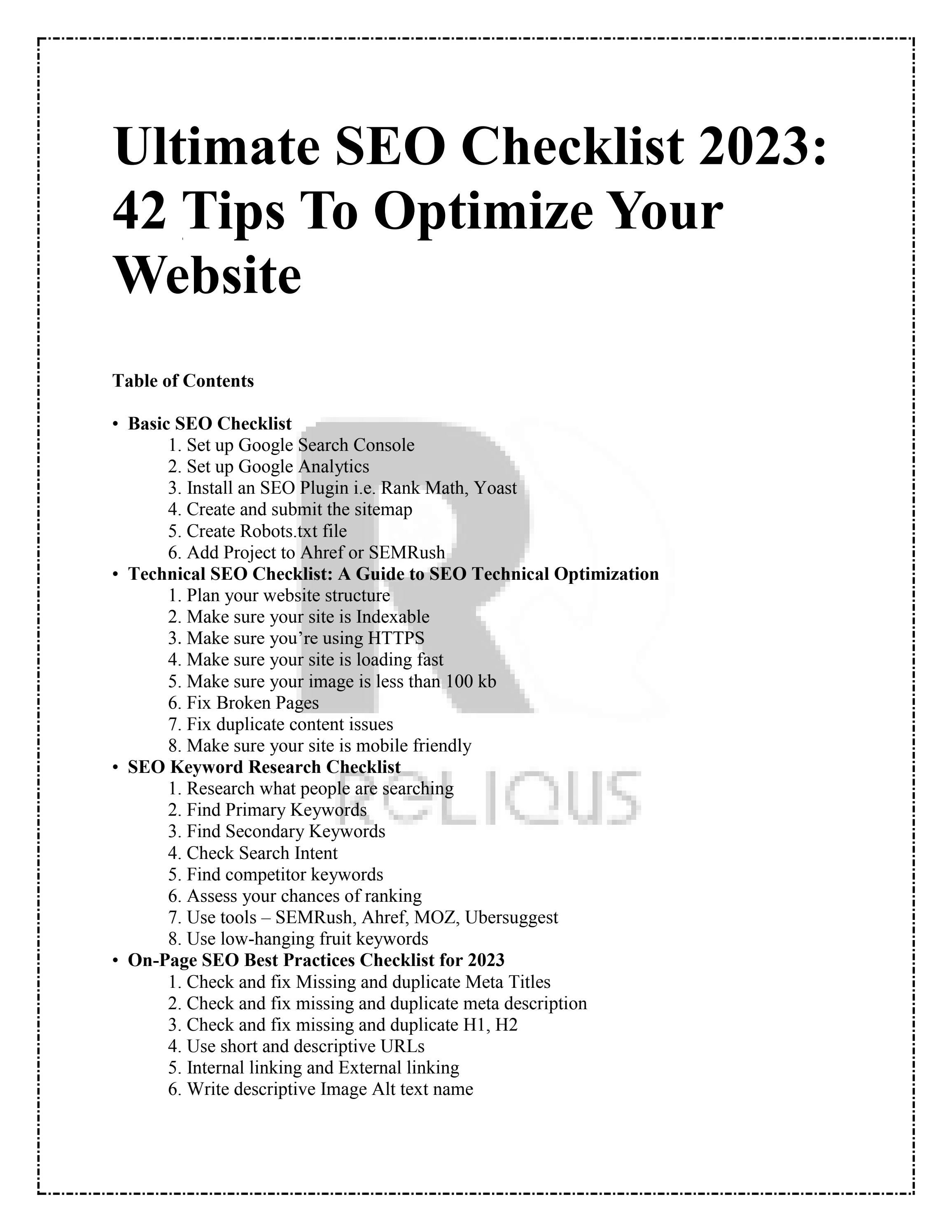 Ultimate Seo Checklist 2023 By Reliqus Consulting Issuu Ultimate Seo Checklist 2023 By Reliqus Consulting Issuu