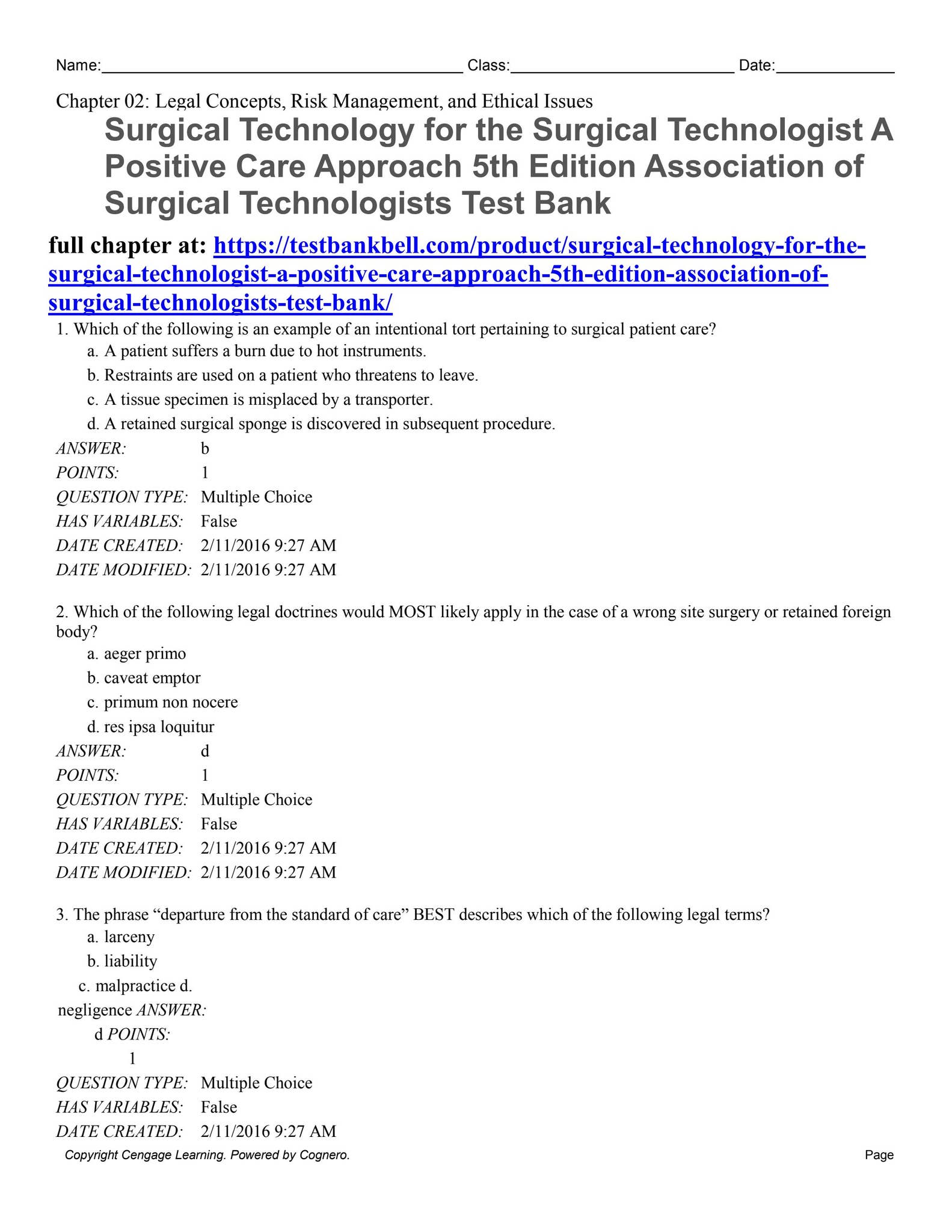 Surgical technology for the surgical technologist a positive care