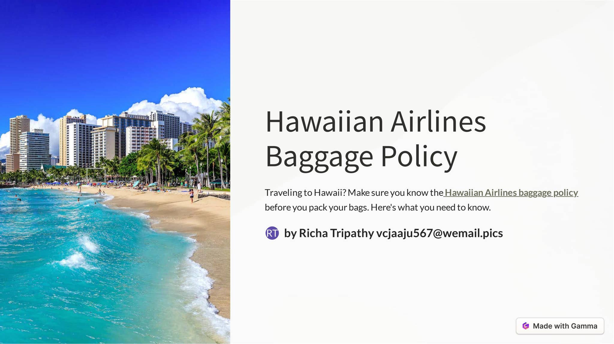 +1 (888) 8750388 Hawaiian Airlines Baggage Policy by richatripathy33