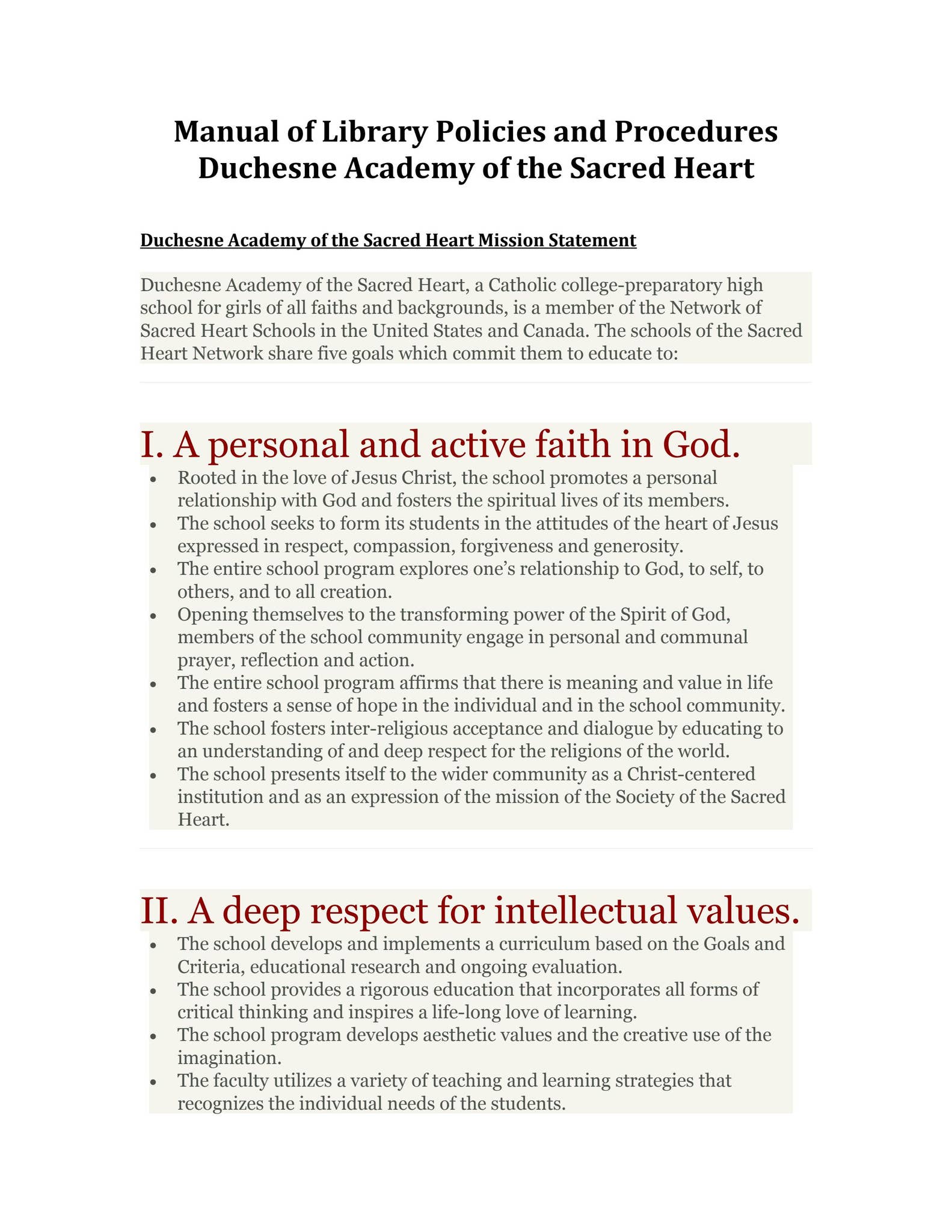 Manual of Library Policies and Procedures by Duchesne Academy - Issuu