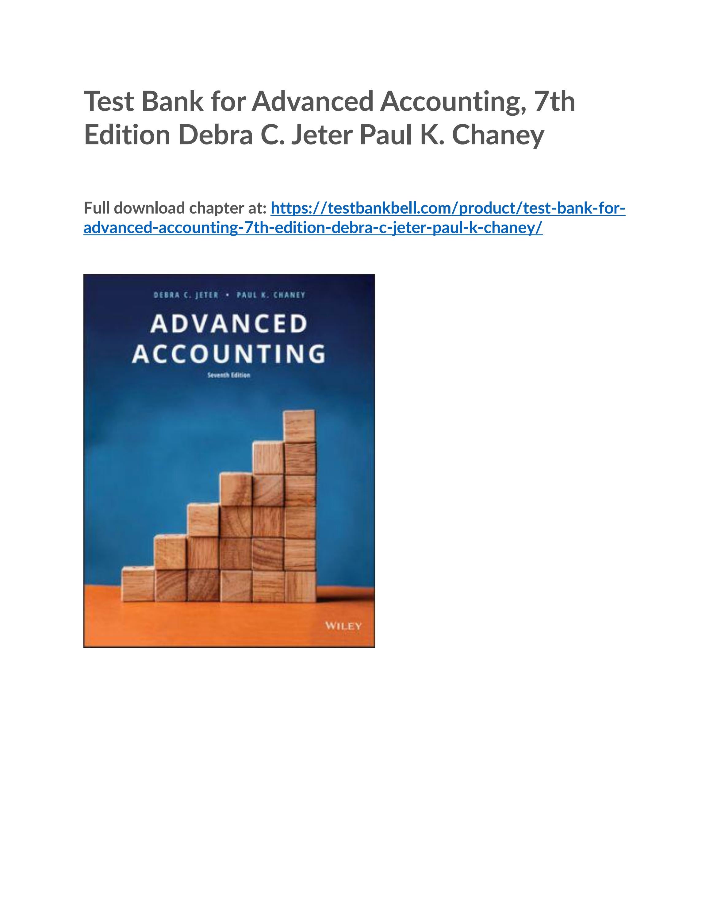 Test bank for advanced accounting 7th edition debra c jeter paul k