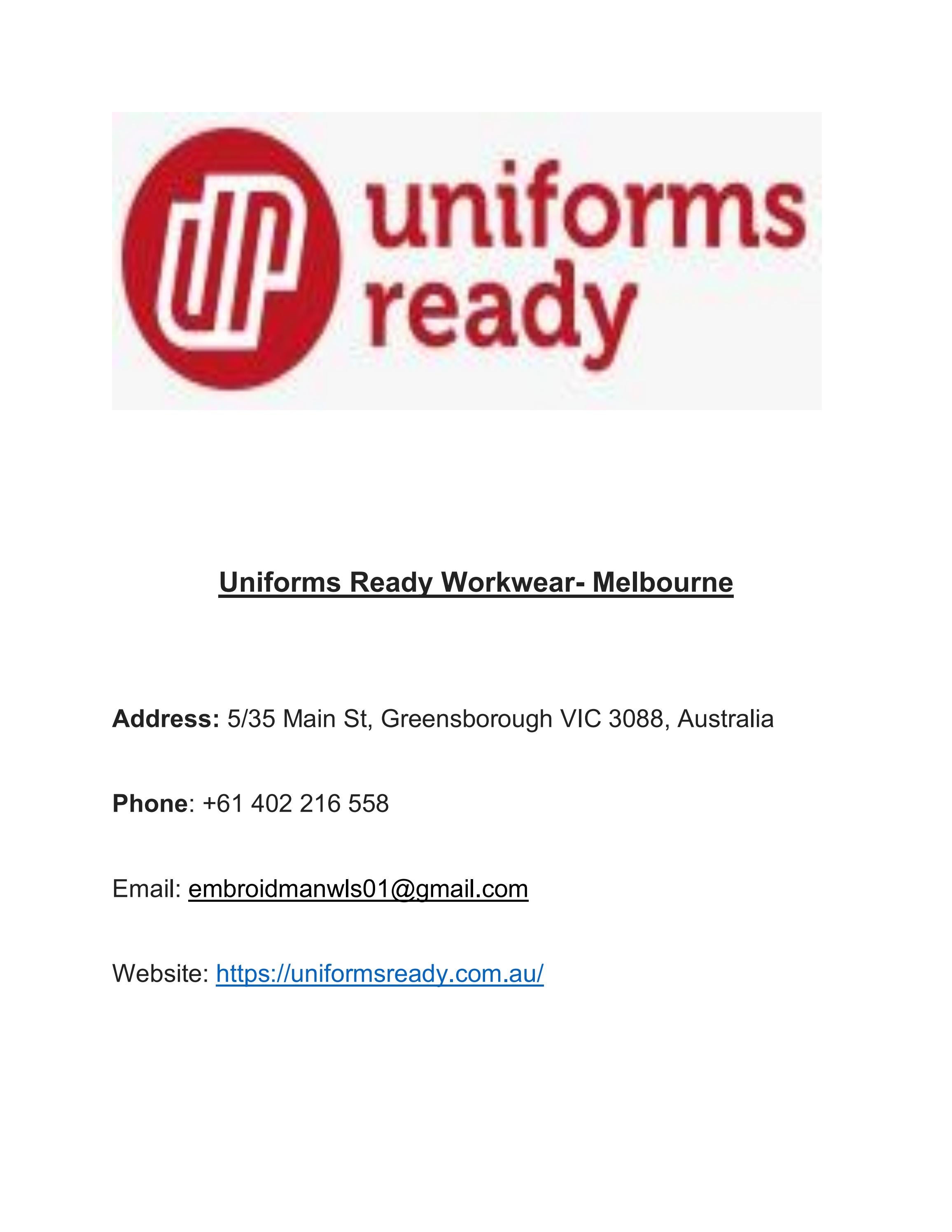 Uniforms Ready Workwear Melbourne by Uniforms Ready Issuu
