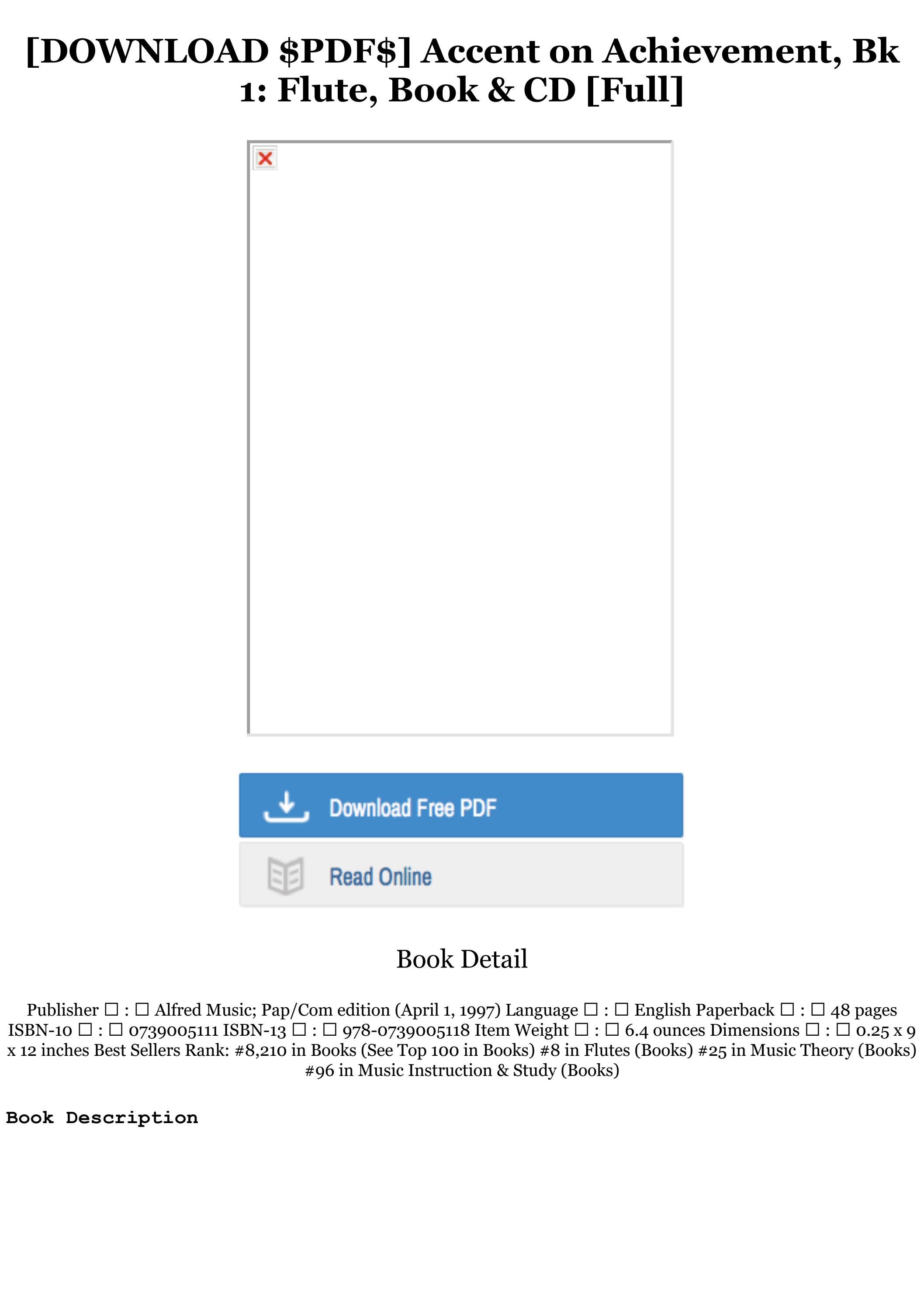 Download !PDF Accent on Achievement, Bk 1 Flute, Book & CD