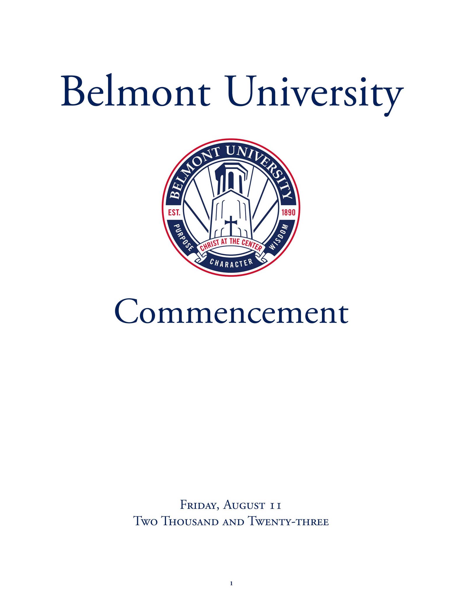 Belmont University Commencement Program - August 11, 2023 by Belmont  University - Issuu