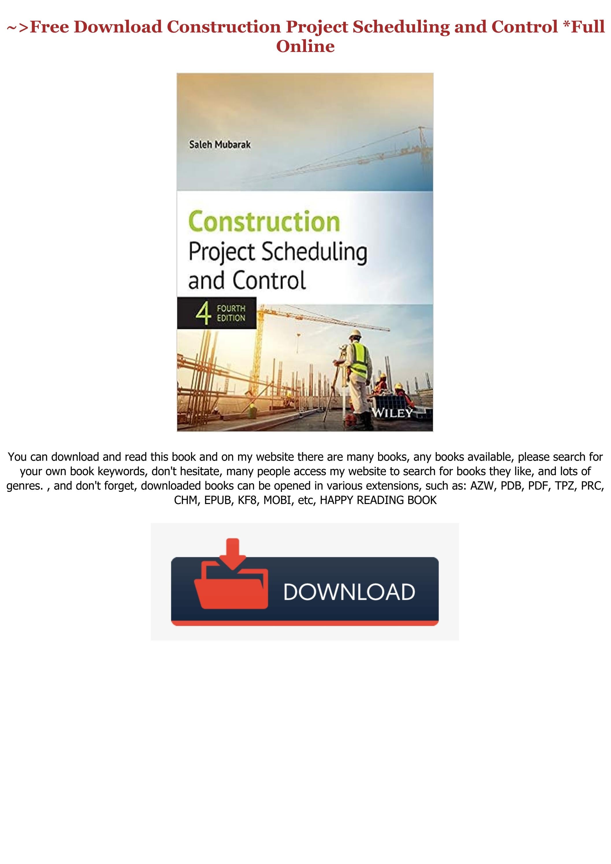  free download construction project scheduling and control full