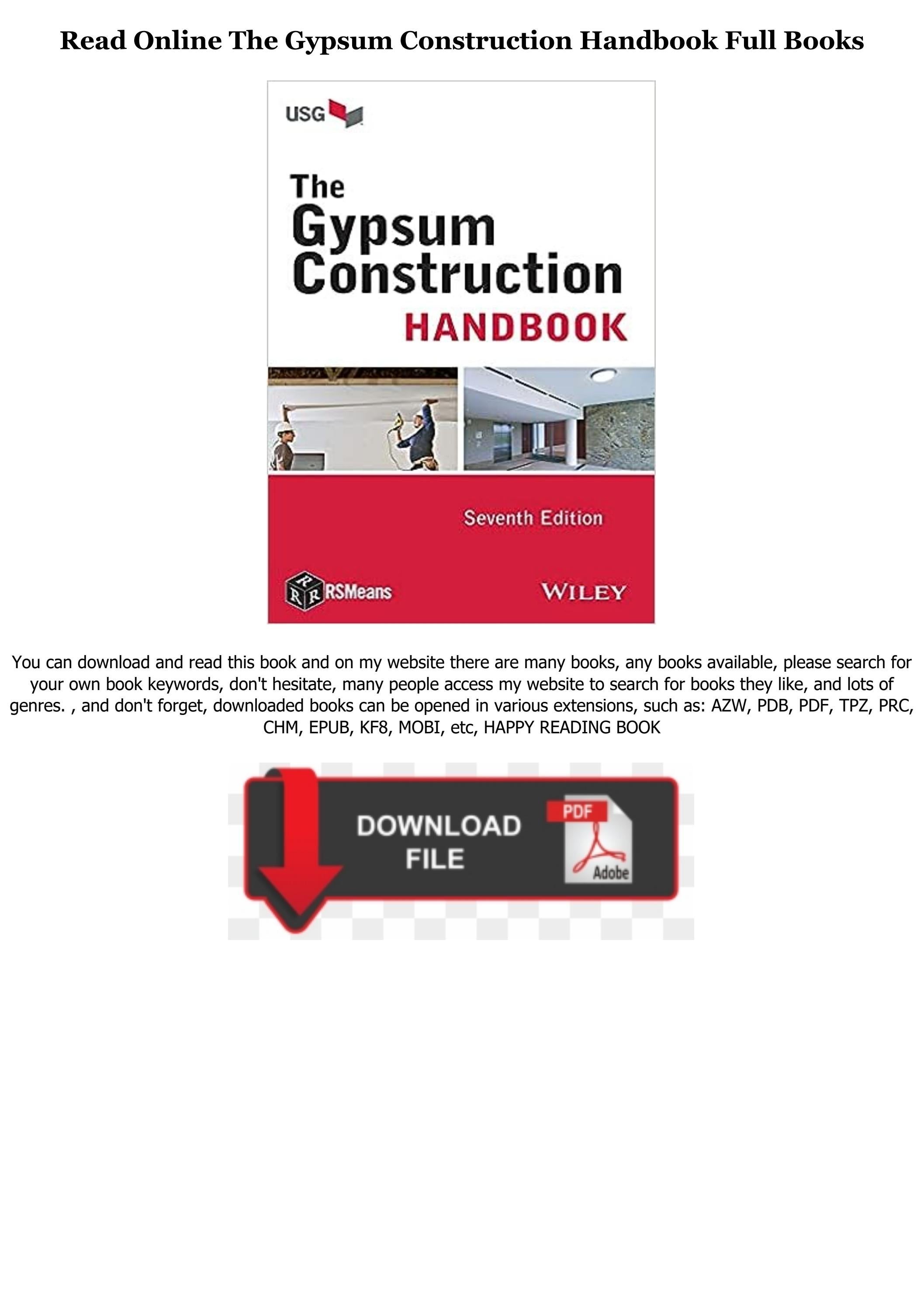 [FREE] [DOWNLOAD] The Gypsum Construction Handbook Full PDF by