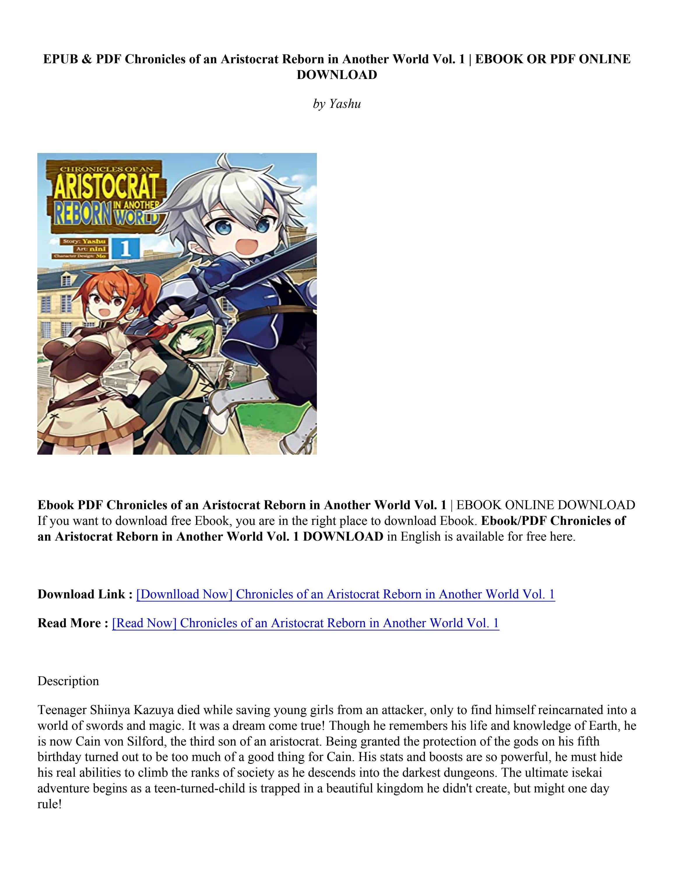 [Download PDF] Chronicles of an Aristocrat Reborn in Another World Vol