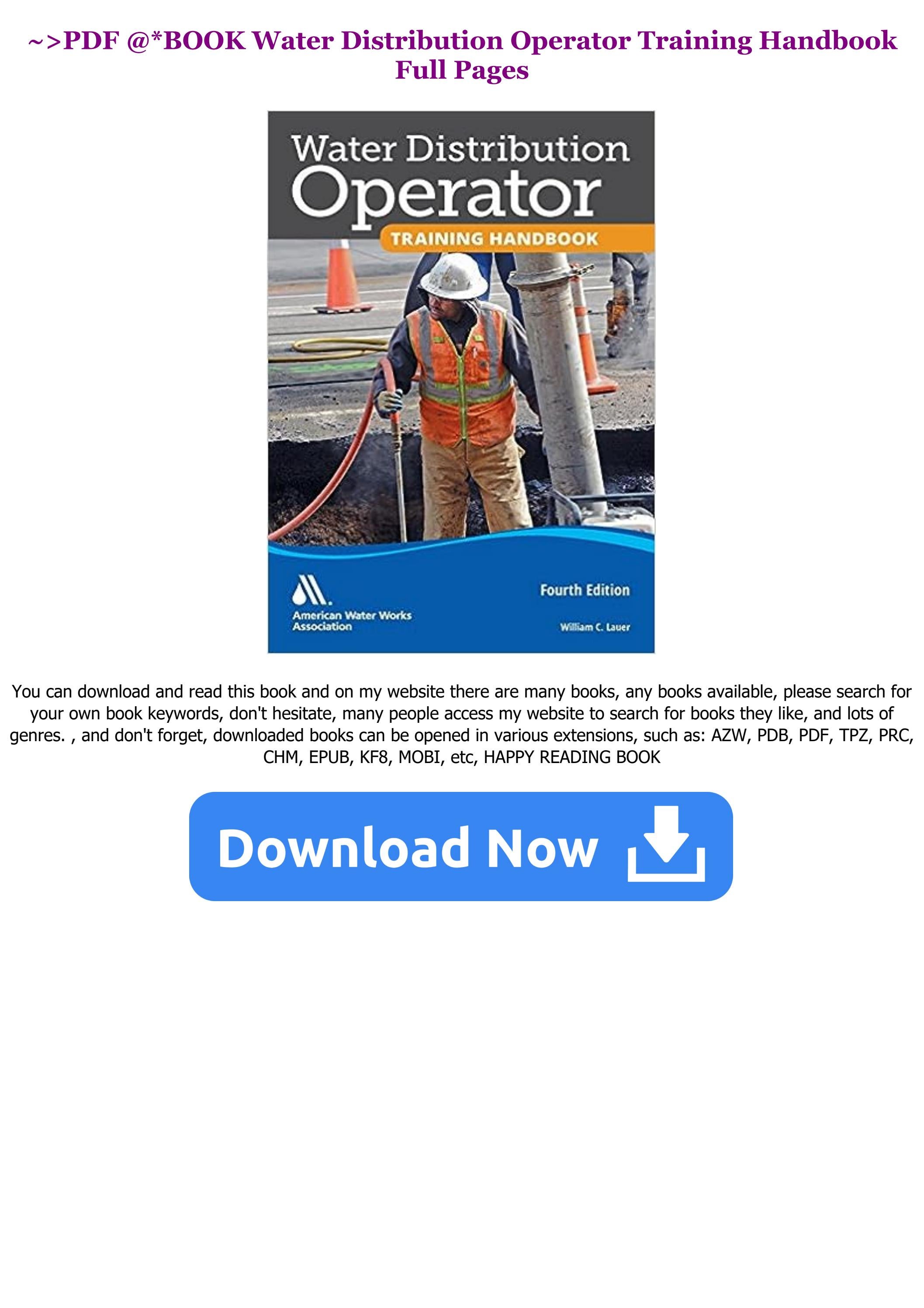 Best [PDF] Water Distribution Operator Training Handbook FOR ANY DEVICE