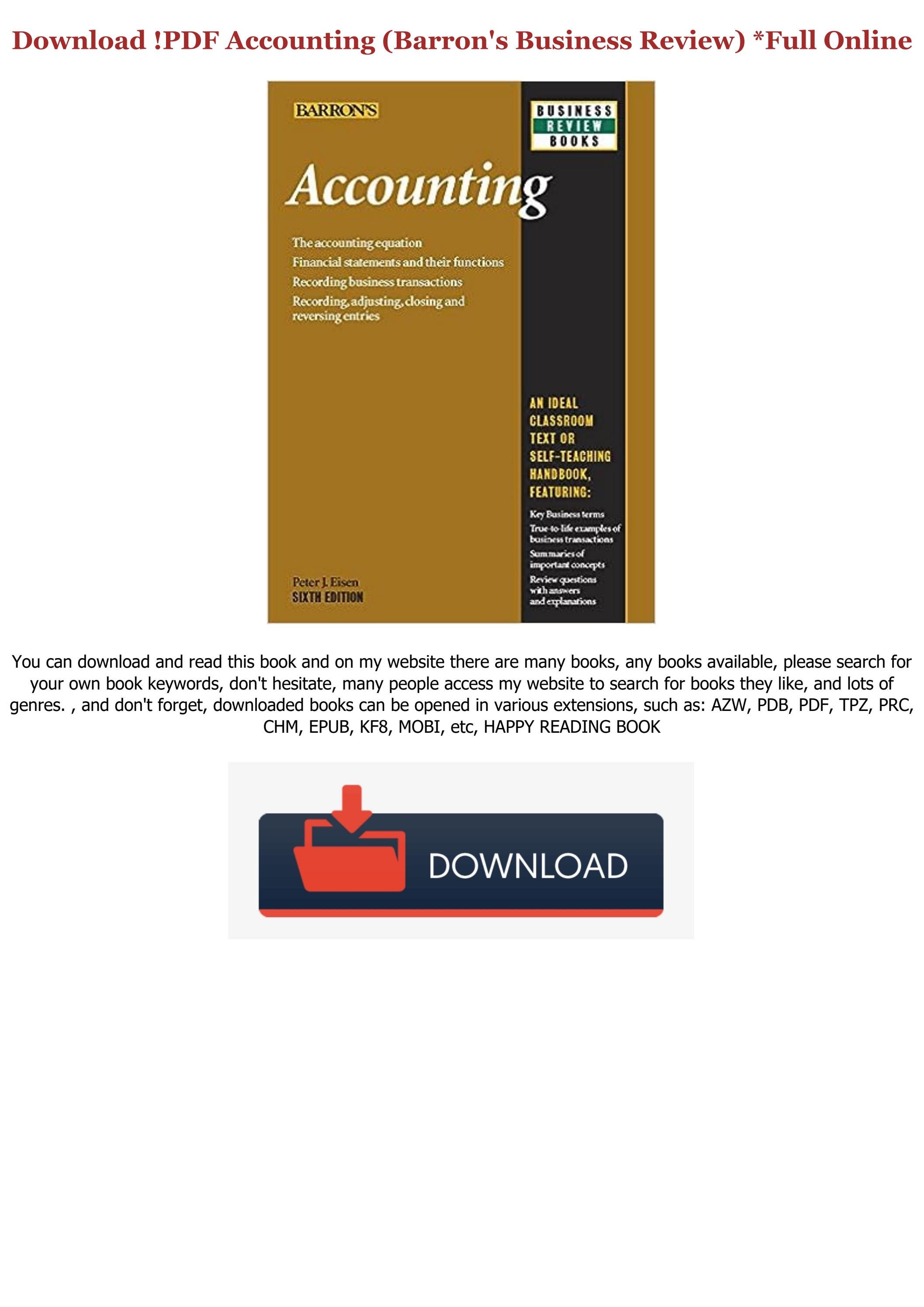 Read Online Accounting (Barron's Business Review) *Full Online by