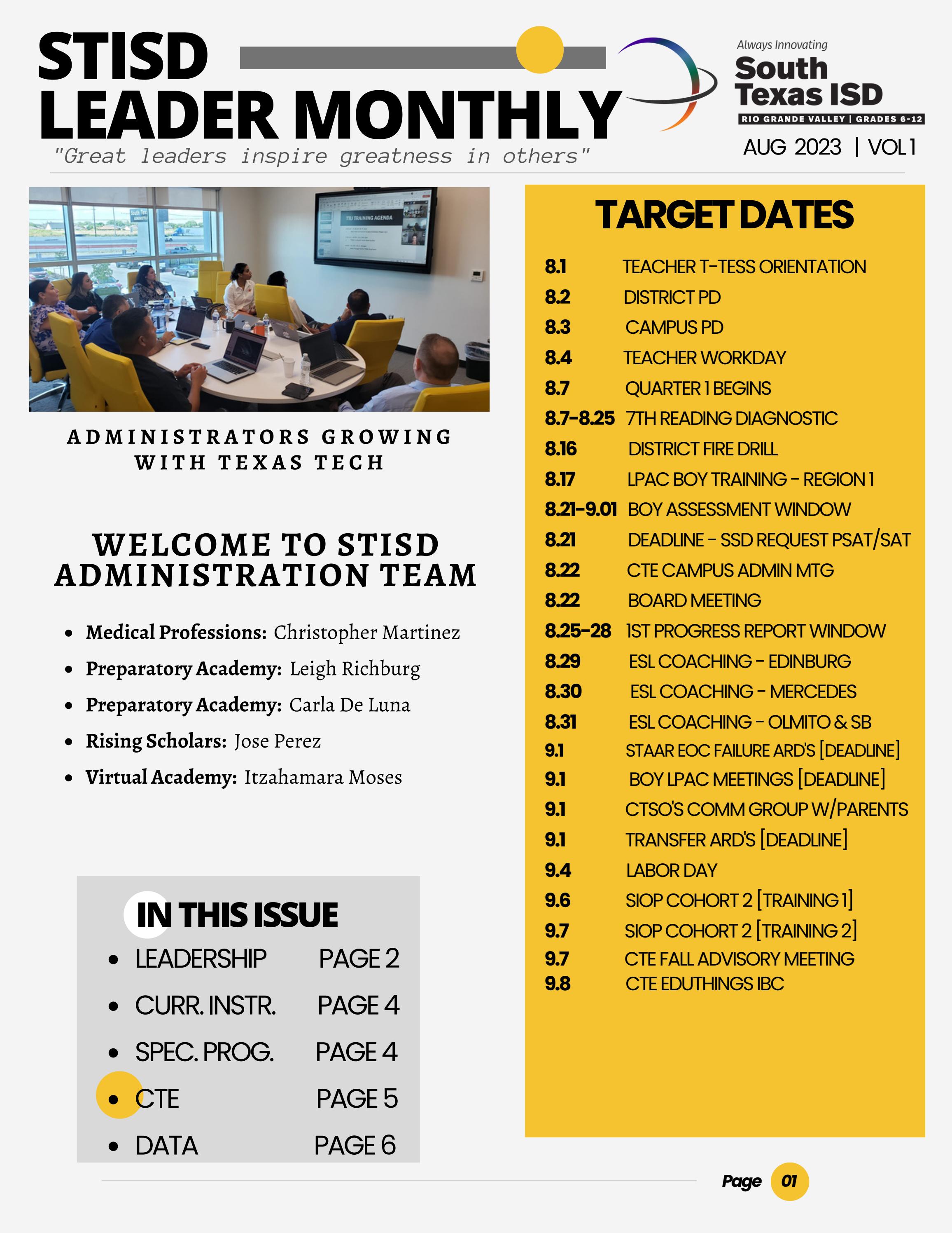 2023-2024 STISD Leader Monthly Vo 1 by stisdleadersmonthly - Issuu