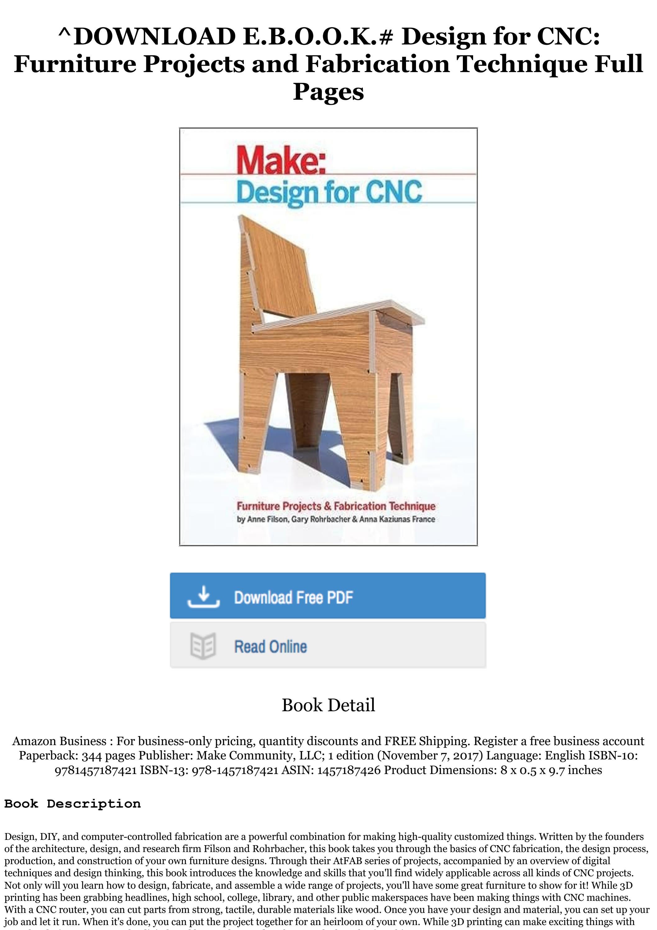 Download !PDF Design for CNC Furniture Projects and Fabrication
