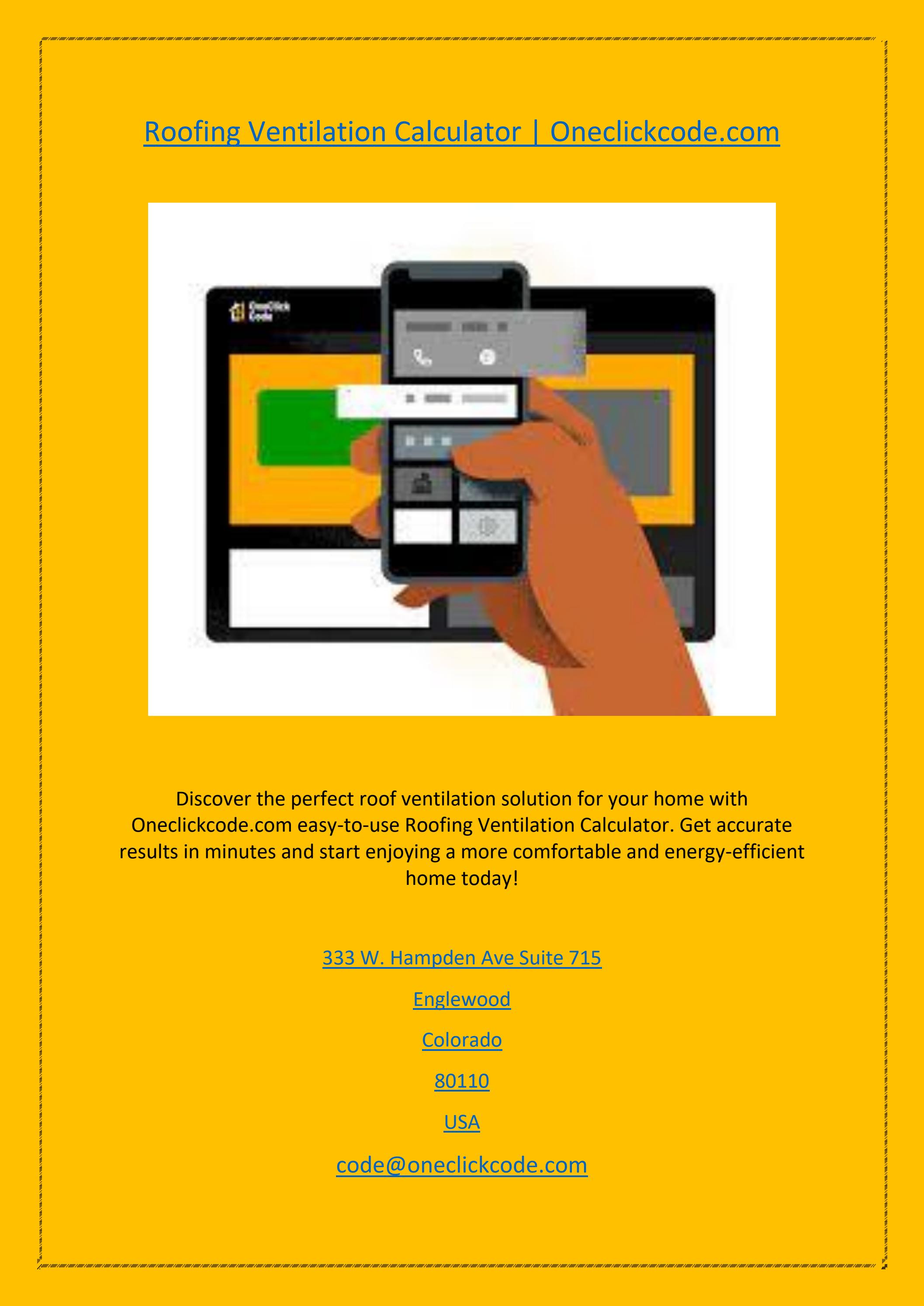 Roofing Ventilation Calculator by OneClick Code Issuu