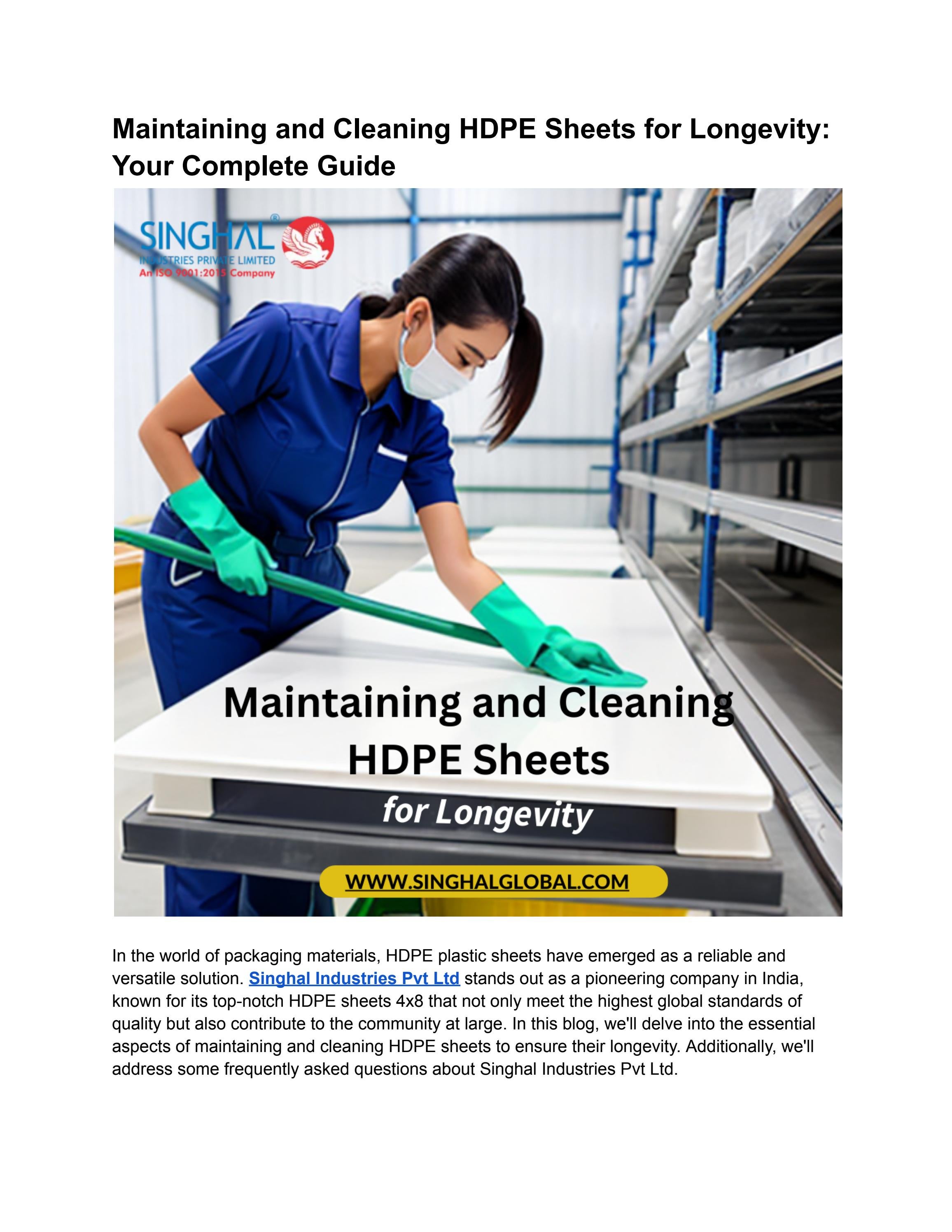 Maintaining and Cleaning HDPE Sheets for Longevity Your Complete Guide