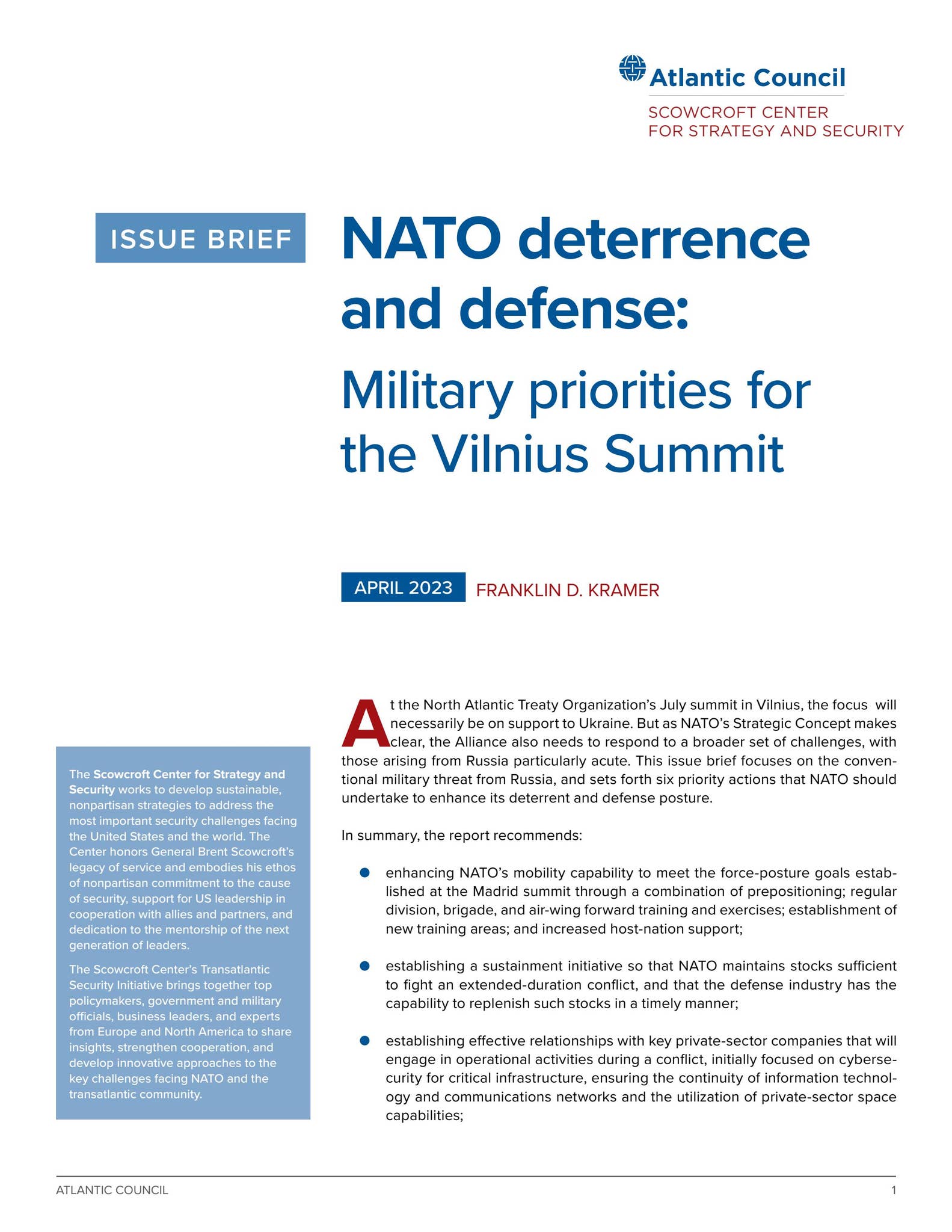 NATO deterrence and defense: Military priorities for the Vilnius Summit ...