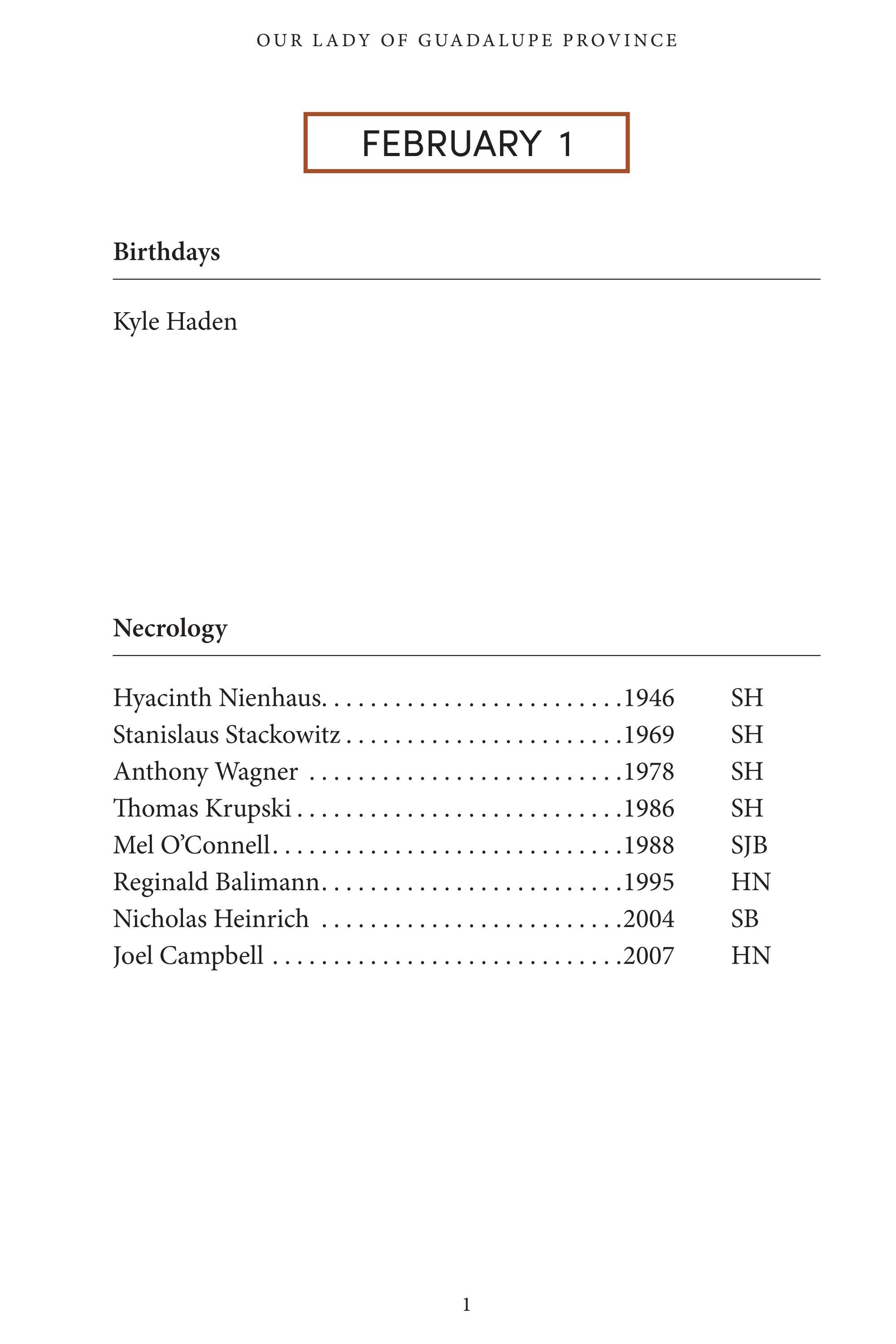 Birthdays and Necrology – sample month (Feb.) by cruzbill - Issuu