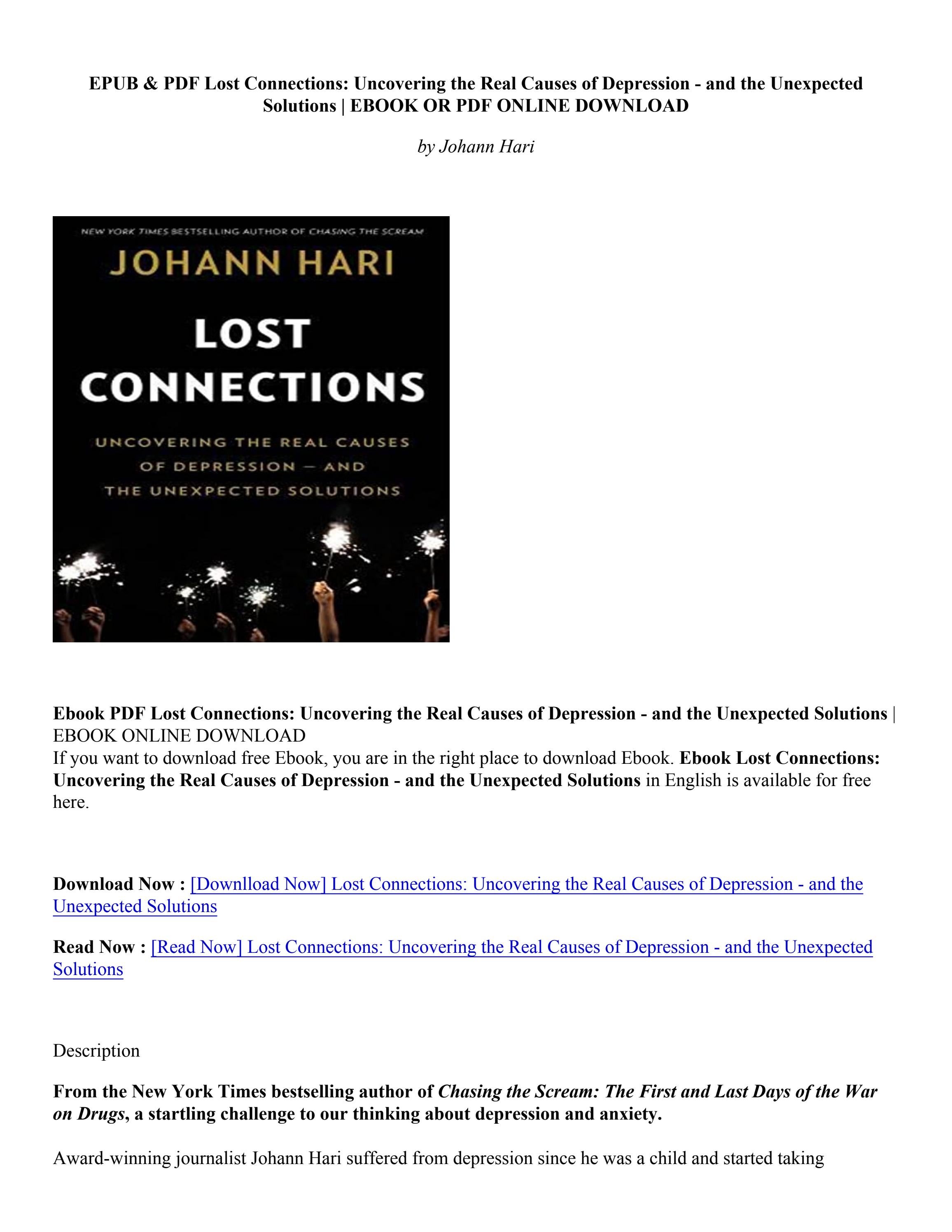 [Download PDF/Epub] Lost Connections Uncovering the Real Causes of