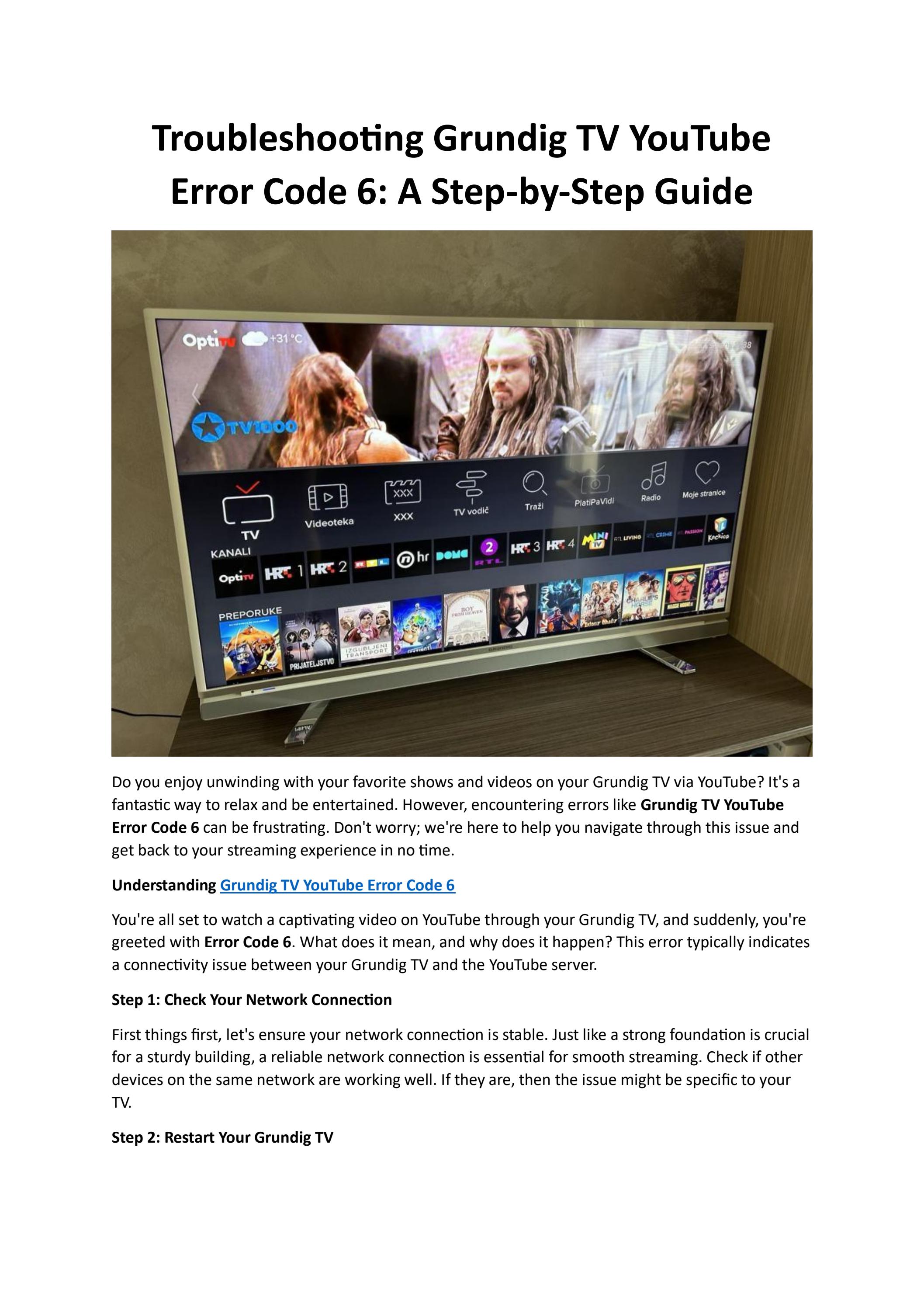 Grundig TV Error Code 6 Quick Fix Guide for Seamless Viewing! by