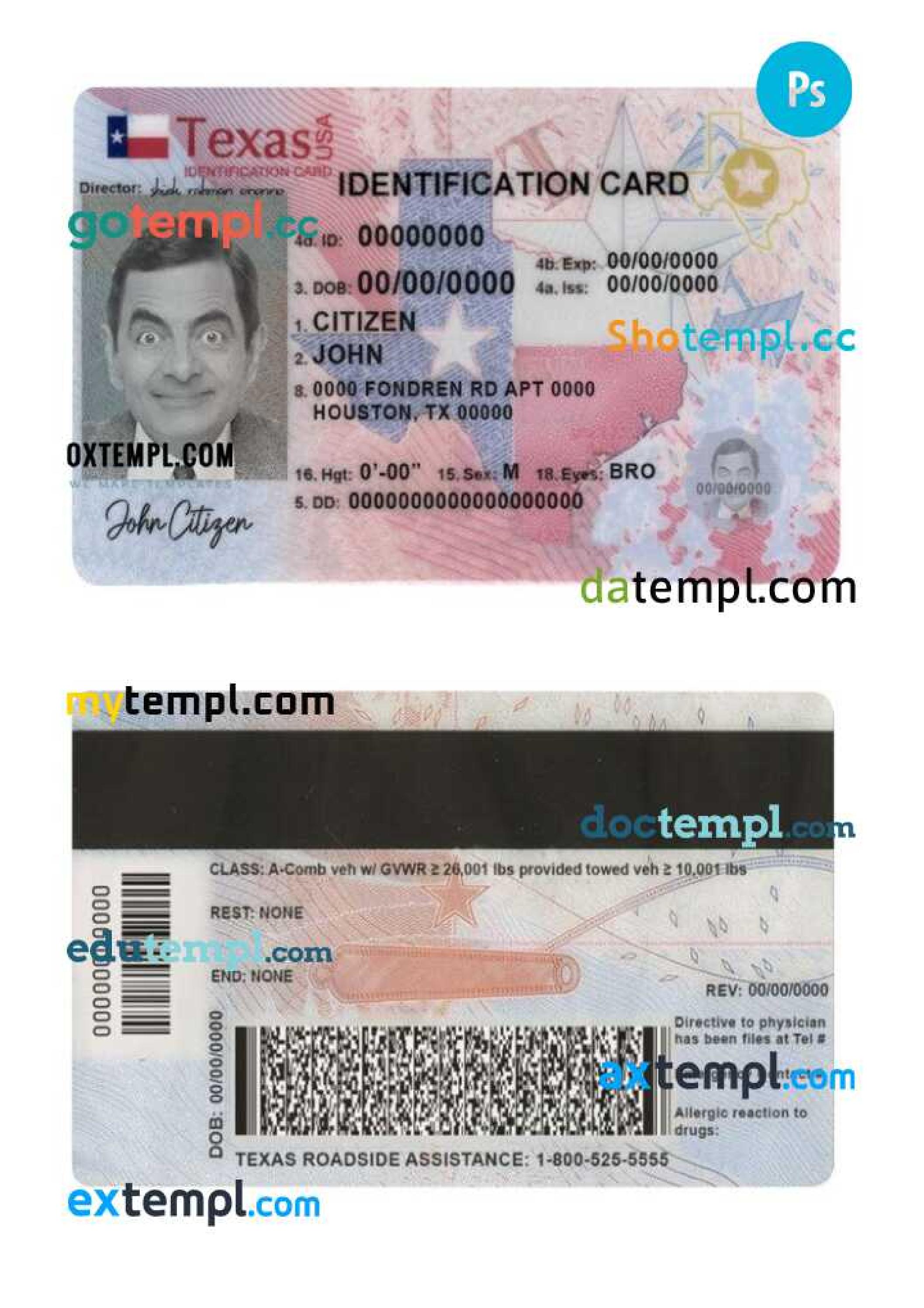 USA Texas state ID card fully editable (2020 present) by Issuu