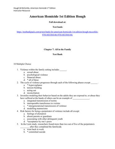 American homicide 1st edition hough test bank download by micheal ...