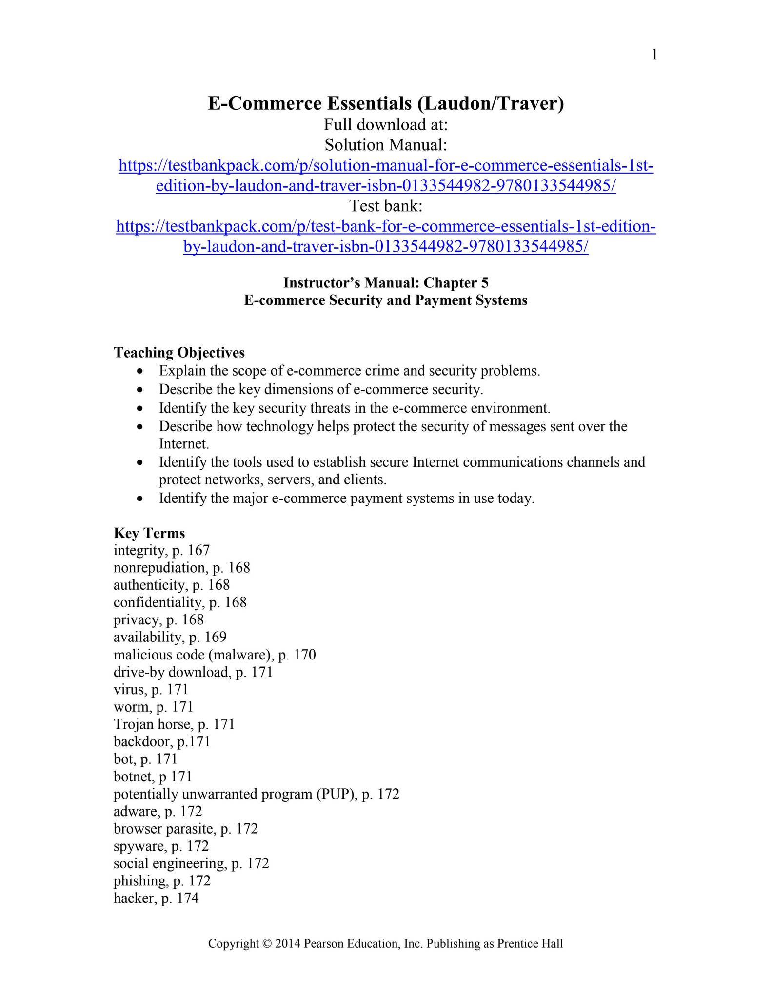 E commerce essentials 1st edition laudon solutions manual 1 by john ...