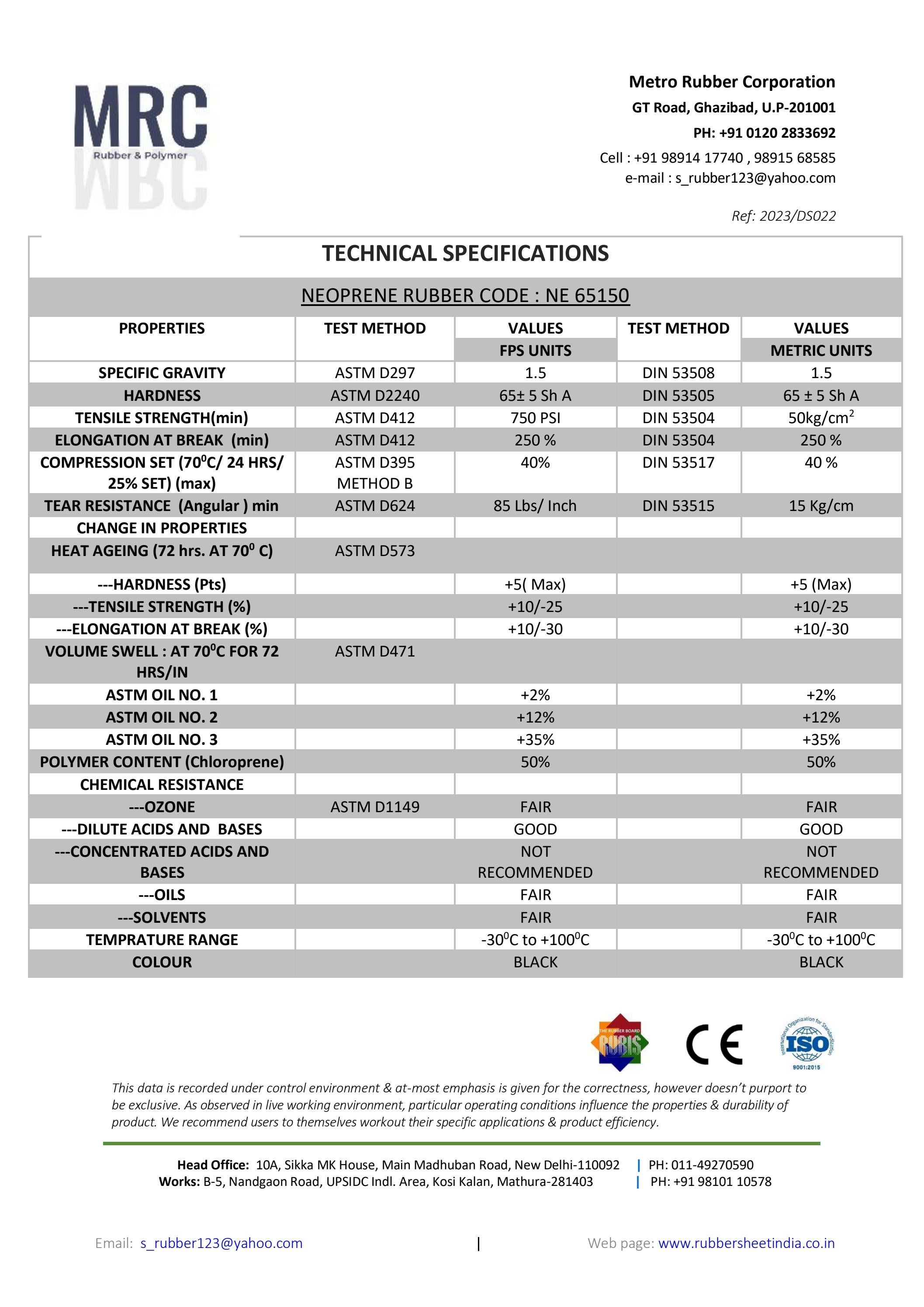 Specifications of Neoprene Rubber Sheets by Safety Mats India Issuu