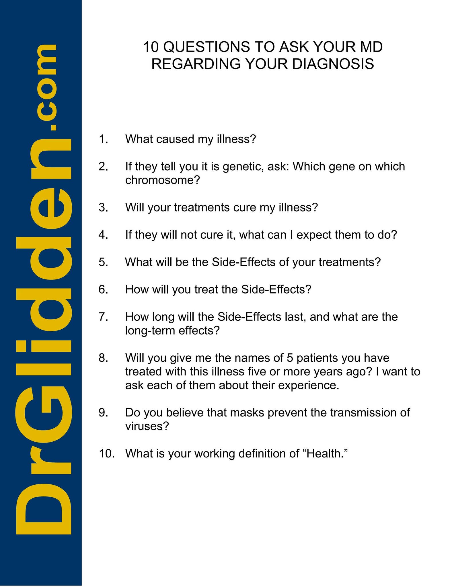 10 Questions To Ask Your MD Concerning Your Diagnosis by Peter J ...