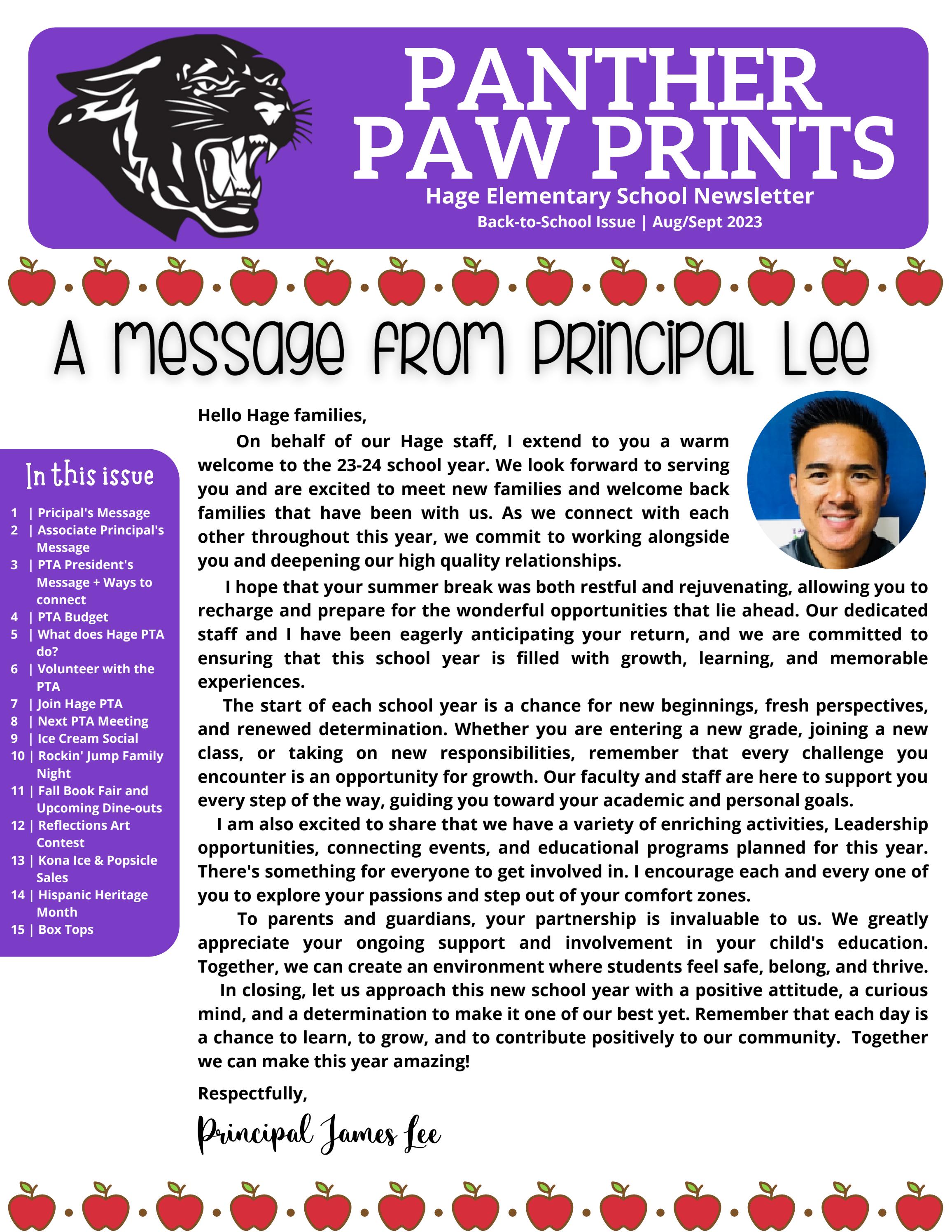 Panther Paw Prints Newsletter (Aug/Sept 2023) by HageElementaryPTA Issuu