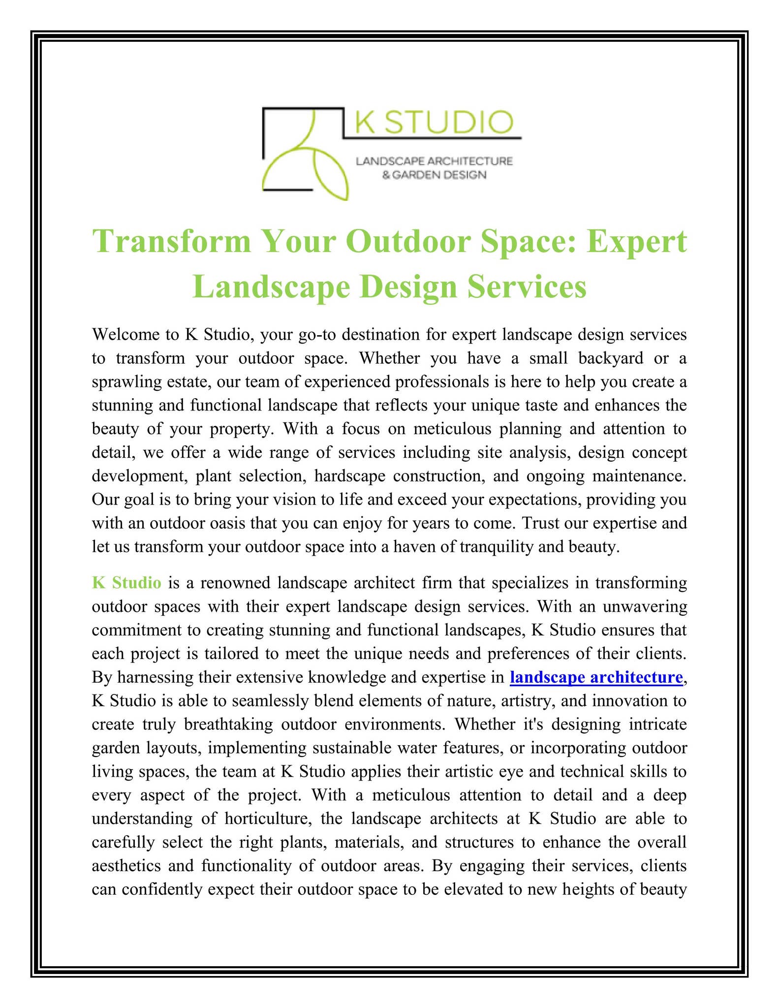 Expert Landscape Design Services by kland_architect - Issuu