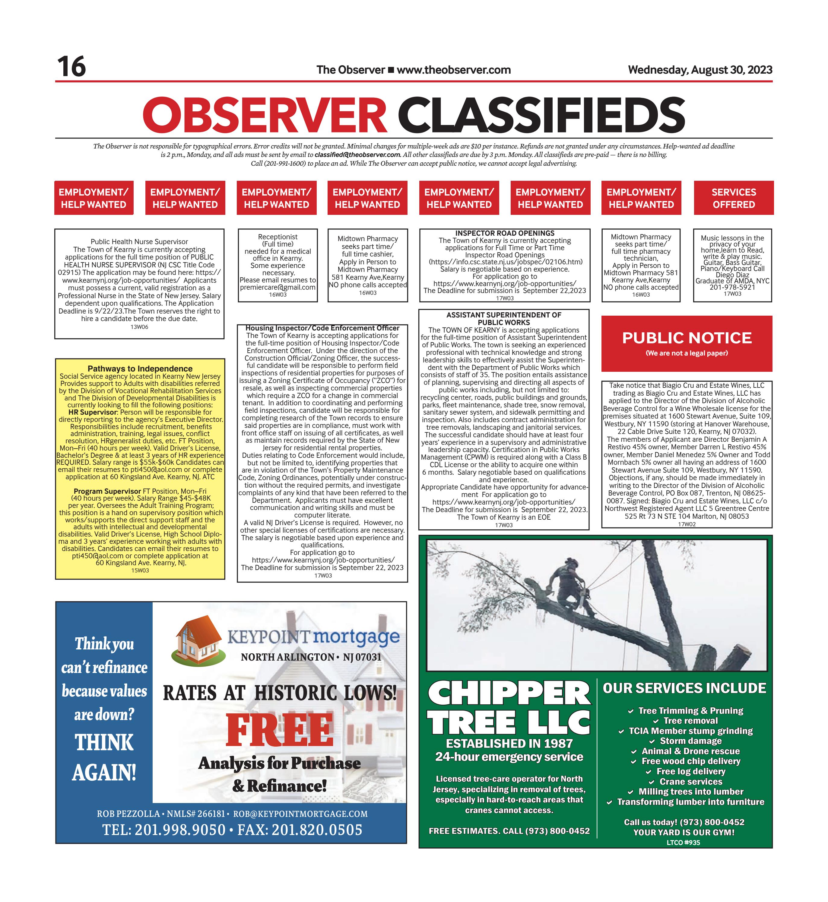 Classifieds for Aug. 30, 2023 by The Observer Newspaper Issuu