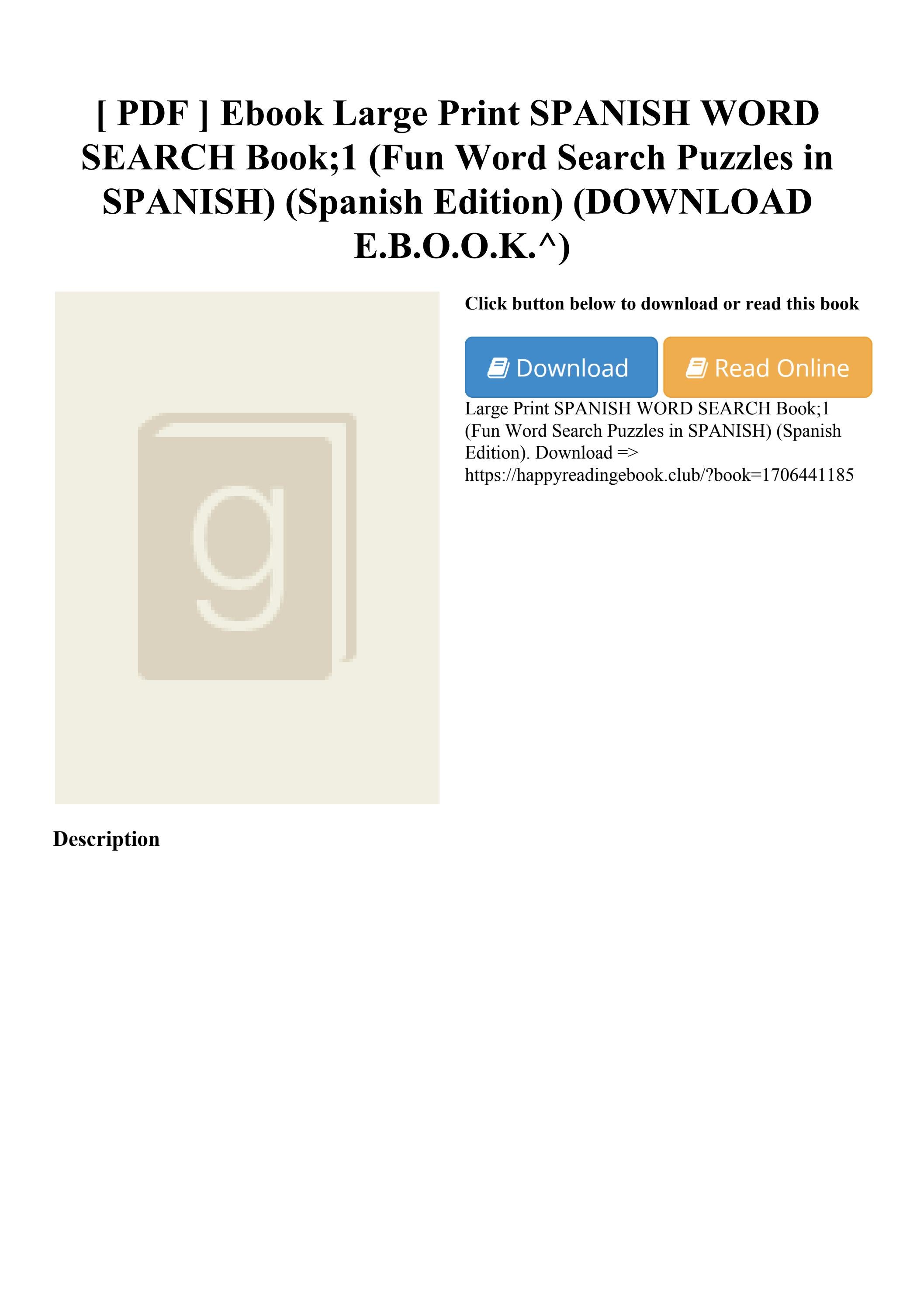 [ PDF ] Ebook Large Print SPANISH WORD SEARCH Book;1 (Fun Word Search ...