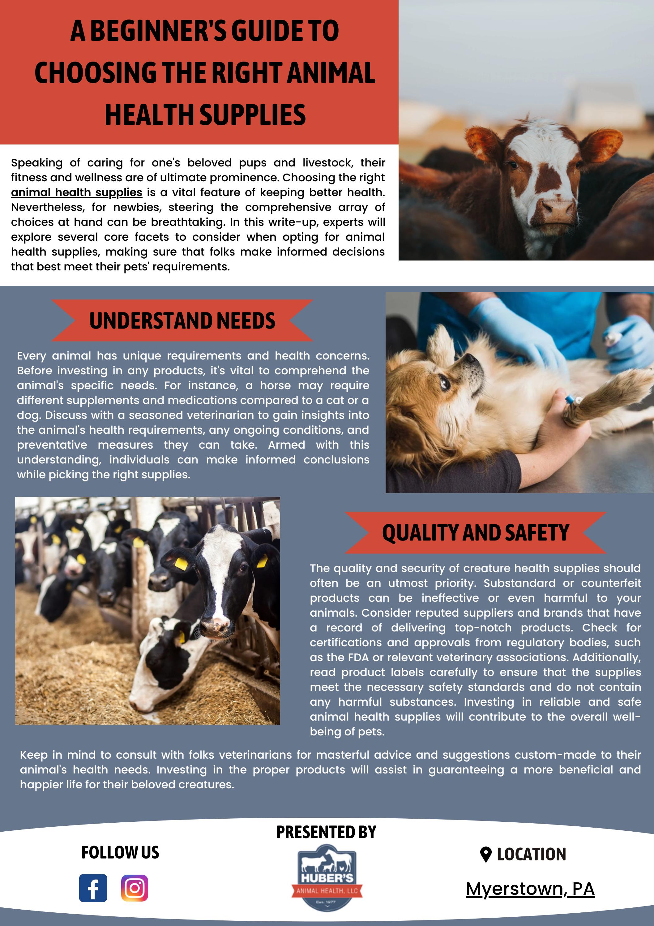 Guide To Choose The Right Animal Health Supplies by Huber’s Animal