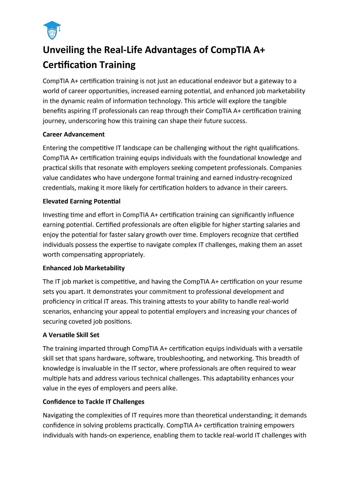 Unveiling the Real-Life Advantages of CompTIA A+ Certification Training ...