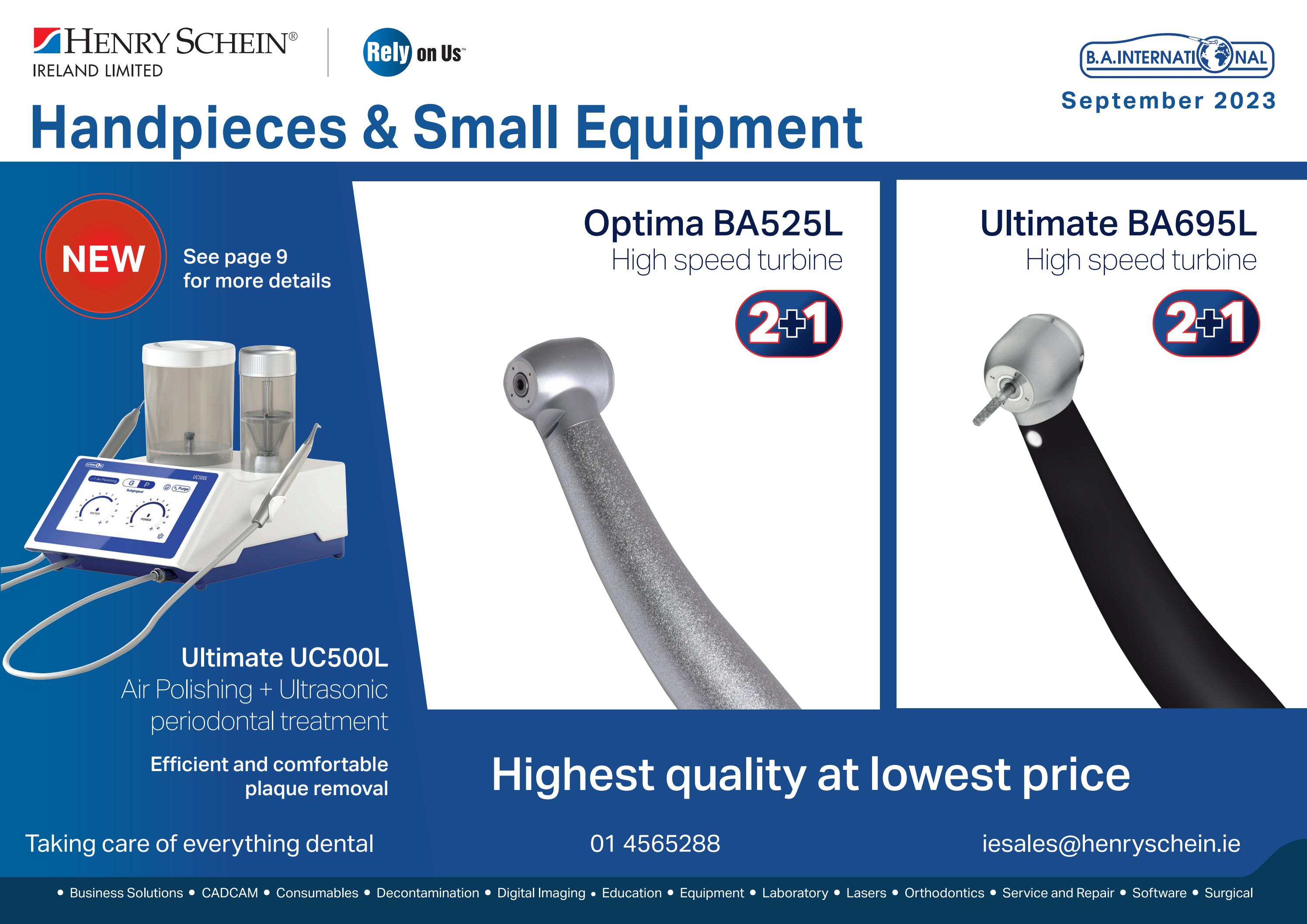 Handpieces and Small Equipment from BA International valid until 30.