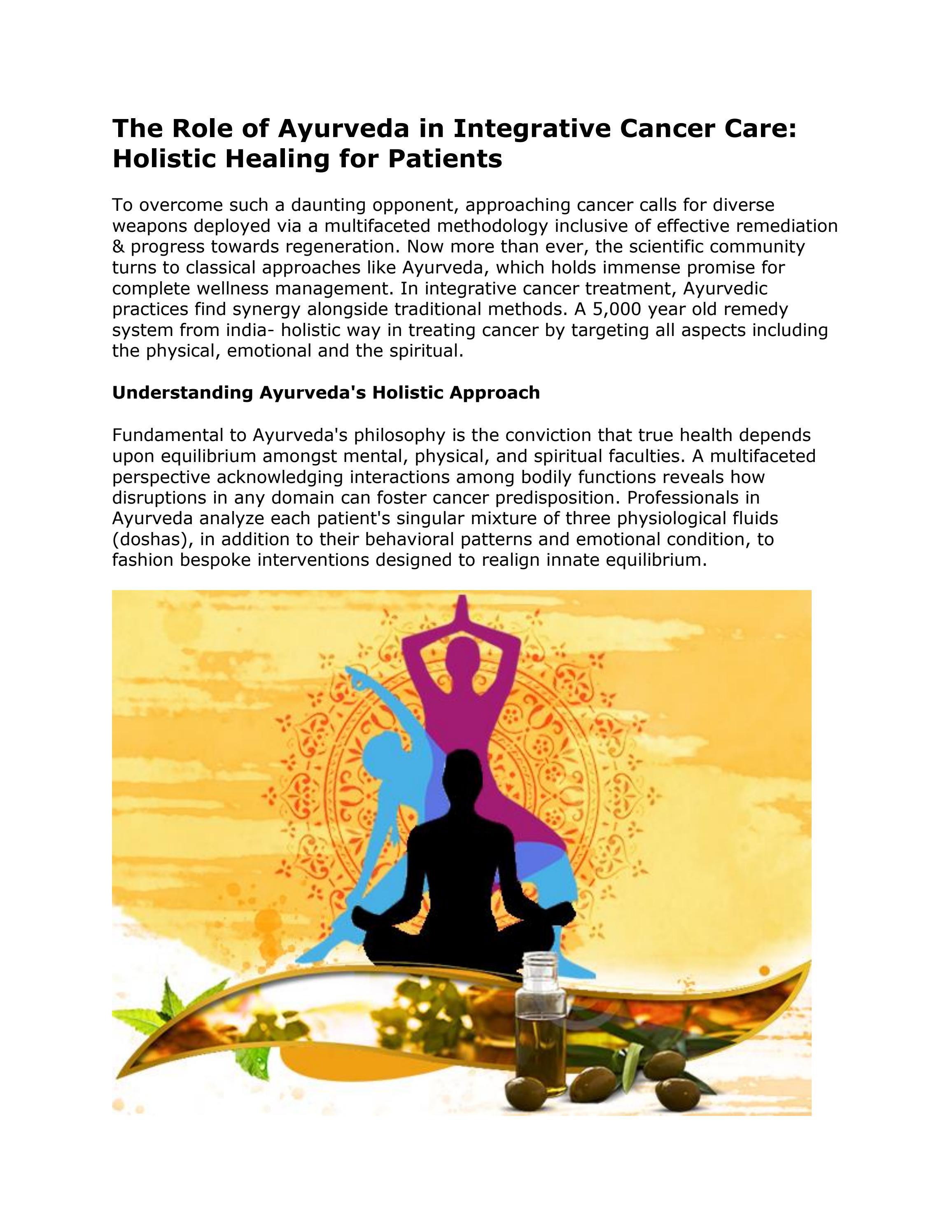 The Role of Ayurveda in Integrative Cancer Care Holistic Healing for Patients by vema temp Issuu
