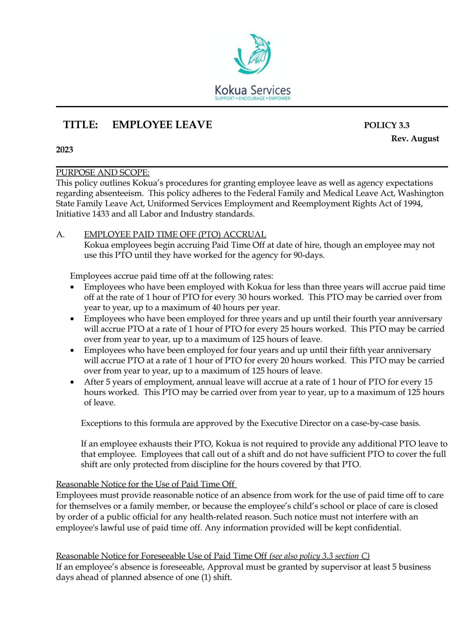 Leave Of Absence Policy