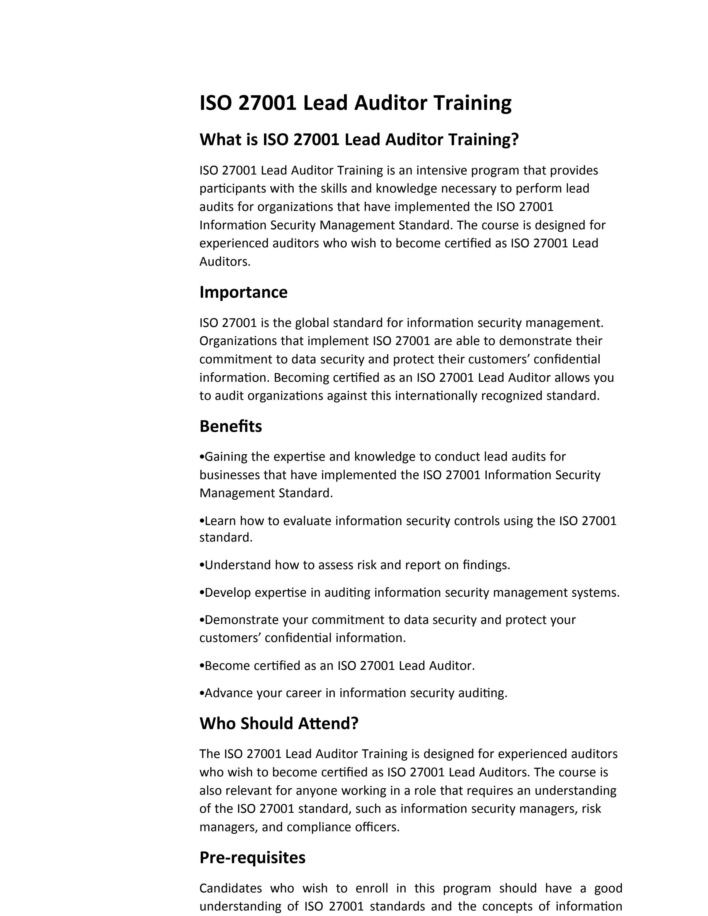 iso 27001 lead auditor training in bangalore by Hardin Scott Issuu