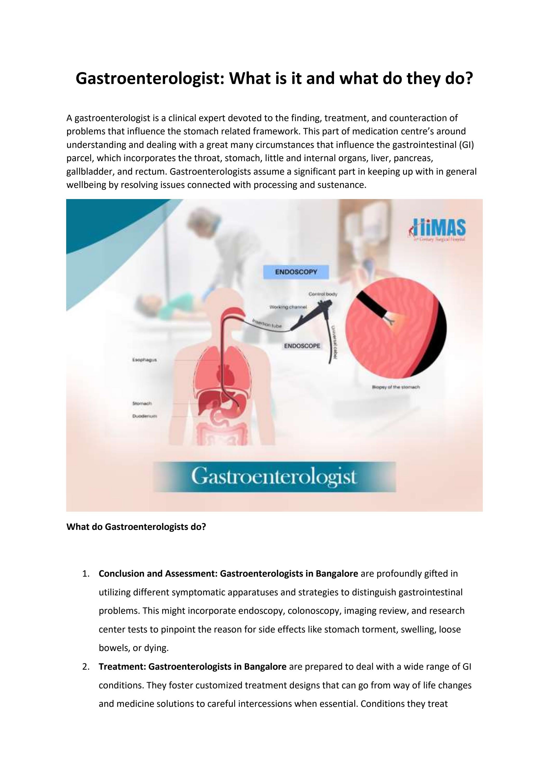 Gastroenterologist: What is it and what do they do? by himashospital