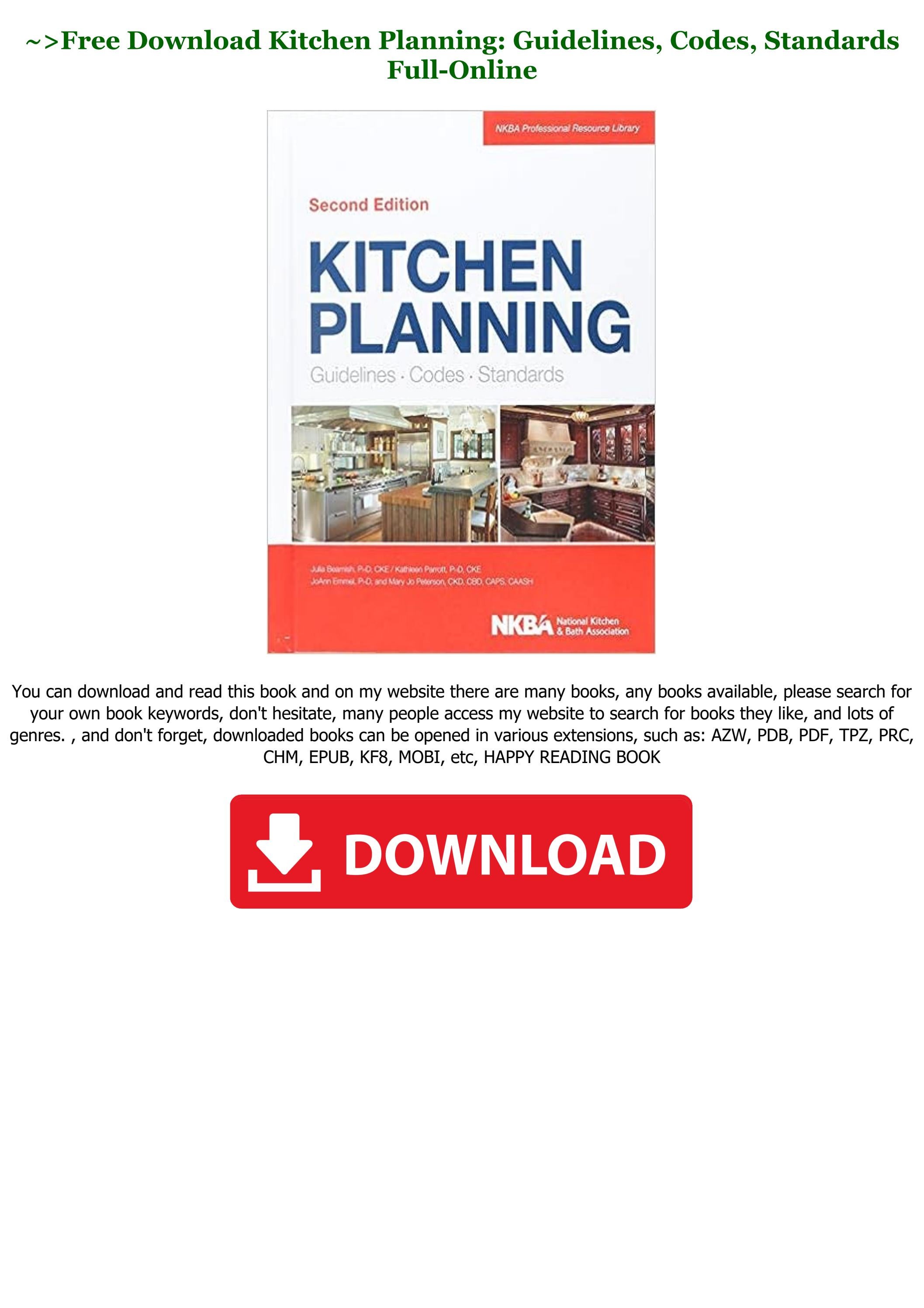 [FREE] [DOWNLOAD] Kitchen Planning Guidelines, Codes, Standards Full