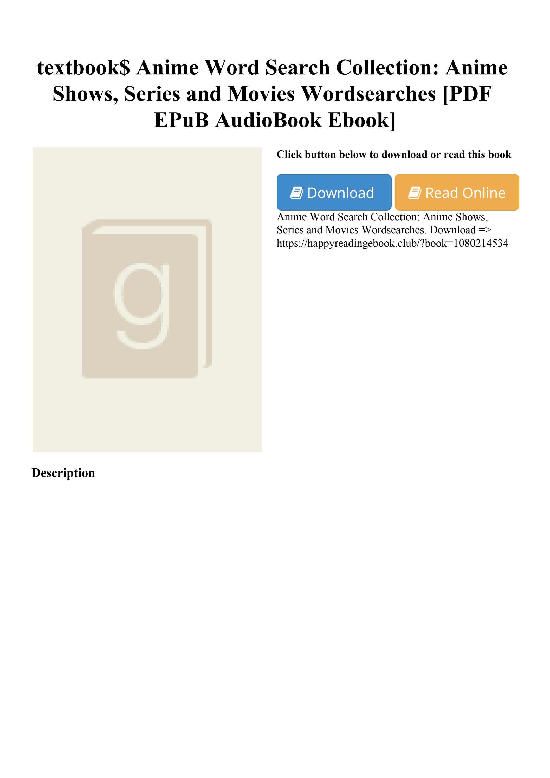 textbook$ Anime Word Search Collection Anime Shows Series and Movies ...