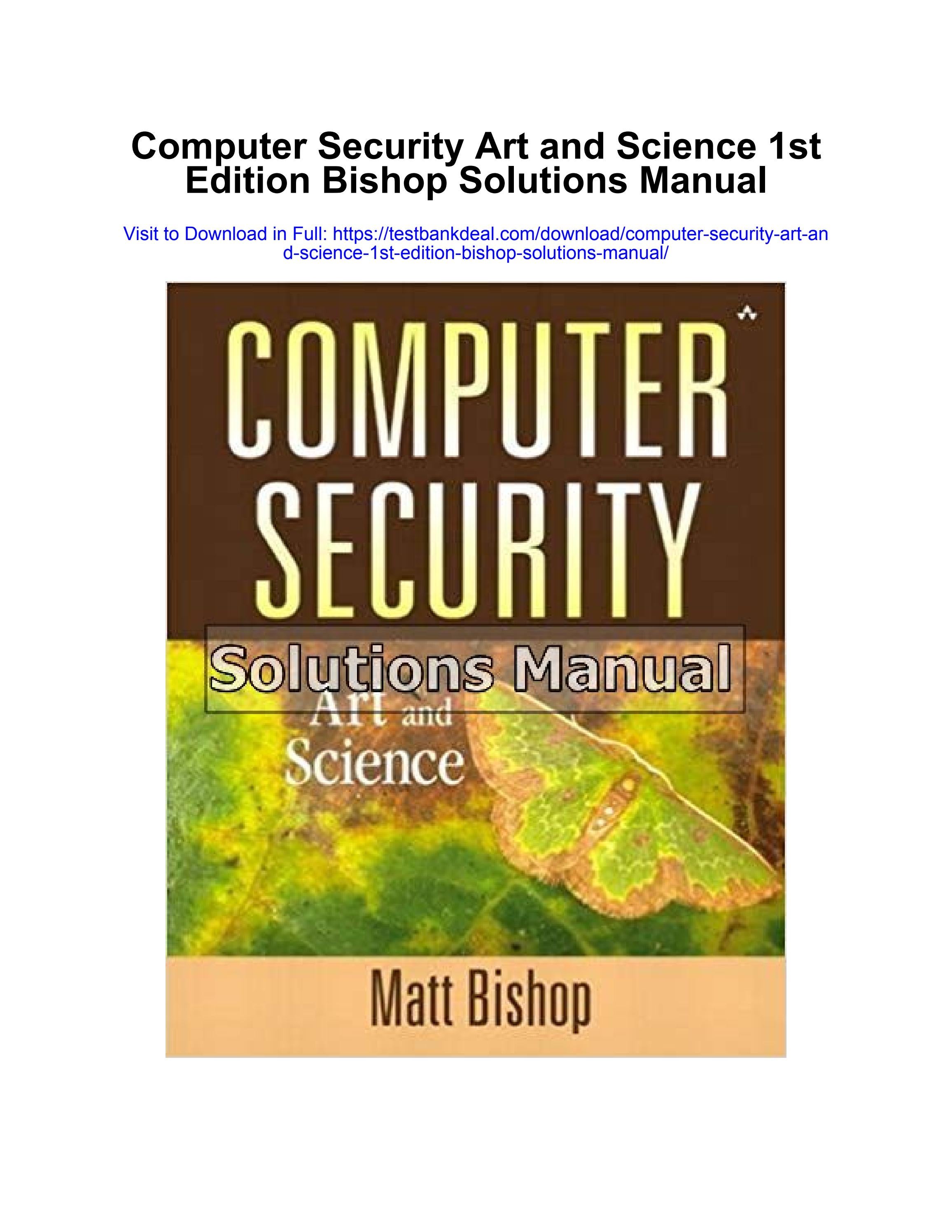 Computer security art and science 1st edition solutions manual