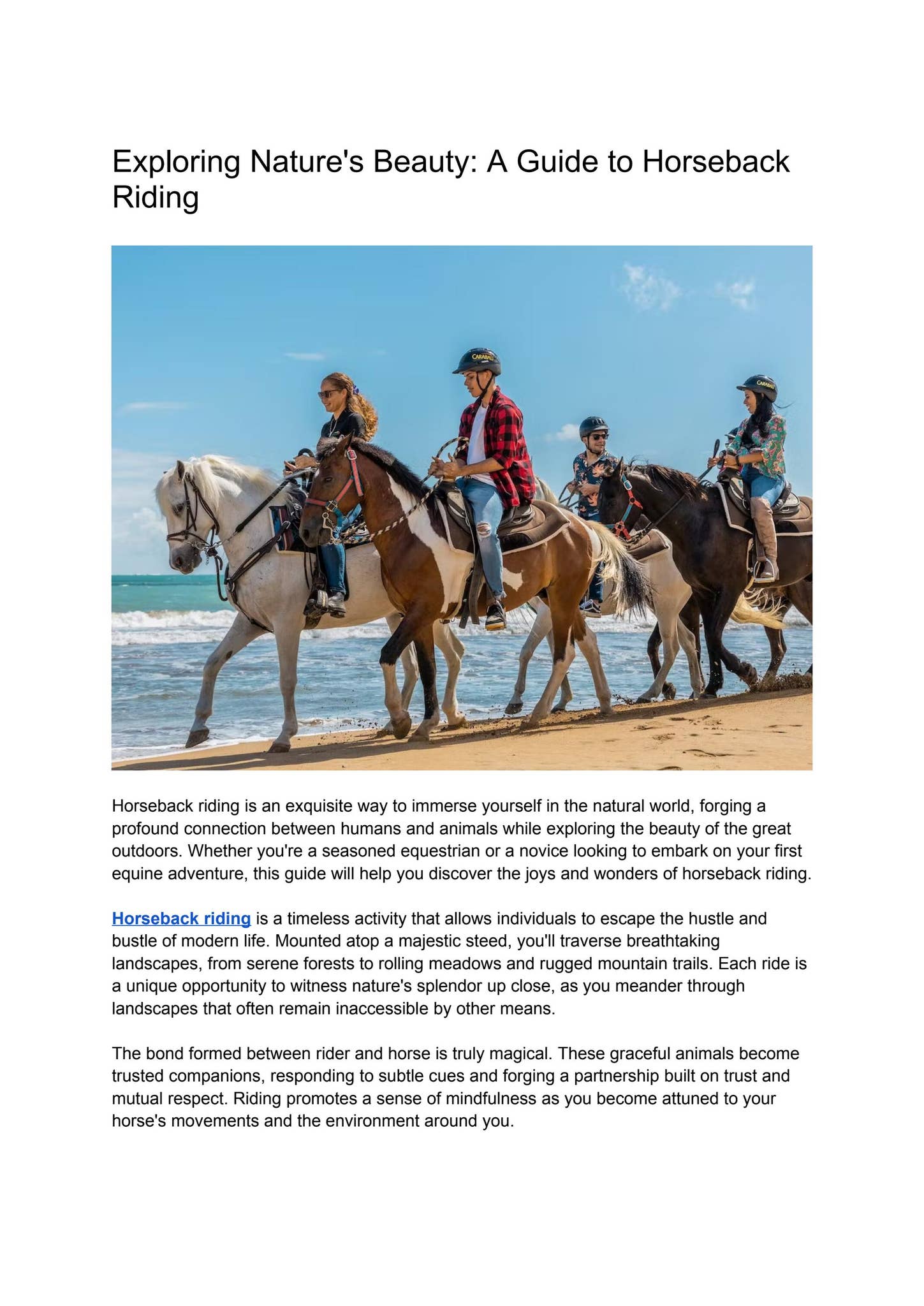 Horse Riding Exploring Exploring Nature's Beauty: A Guide to Horseback Riding by Horse ...