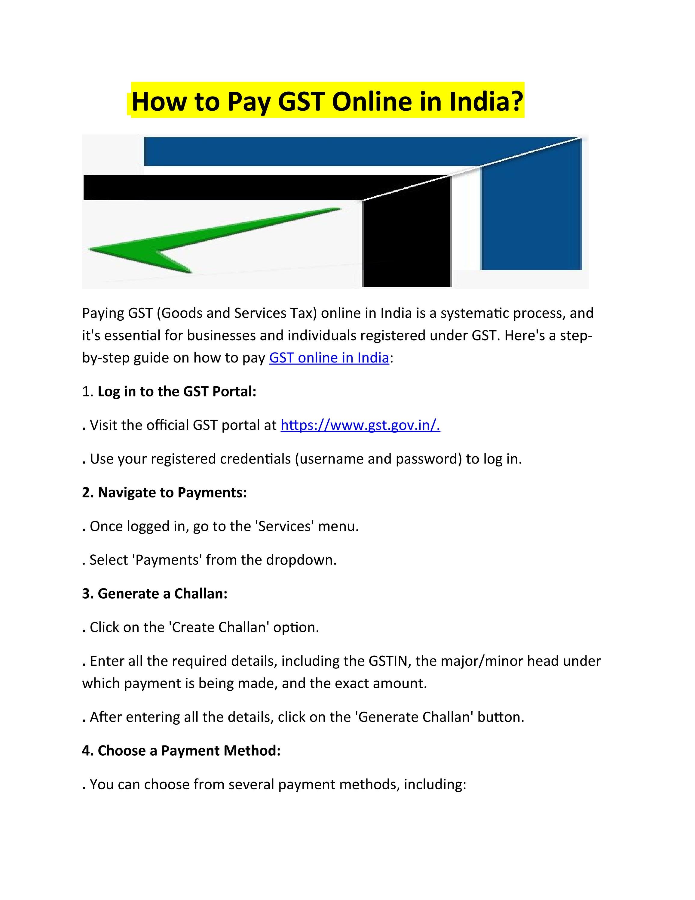 How to Pay GST Online in India? by Sadique and Ameen Associates Issuu