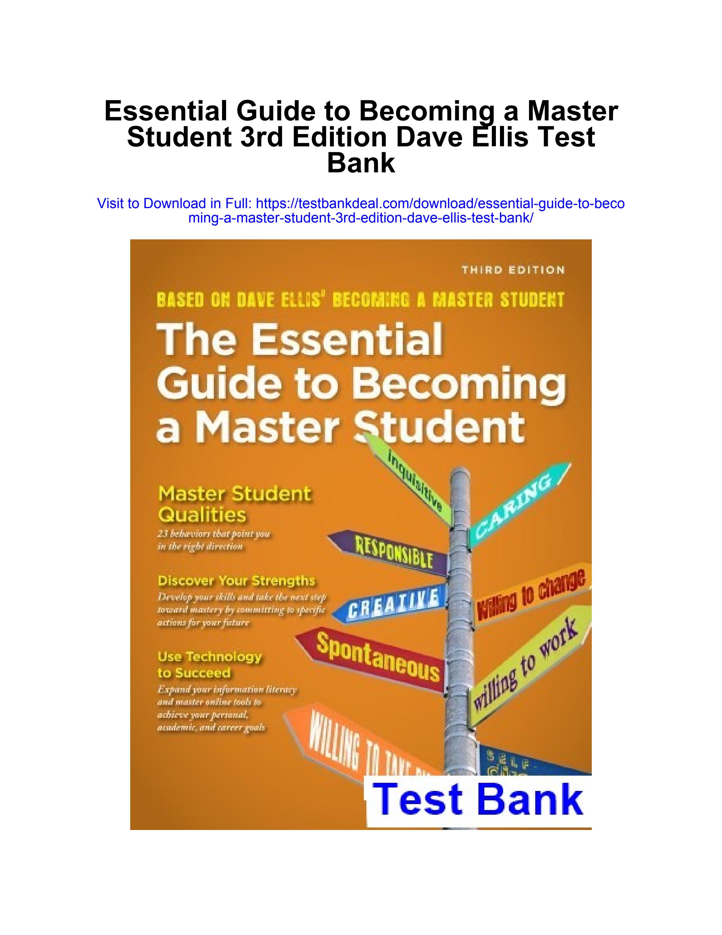 Essential guide to becoming a master student 3rd edition dave ellis ...