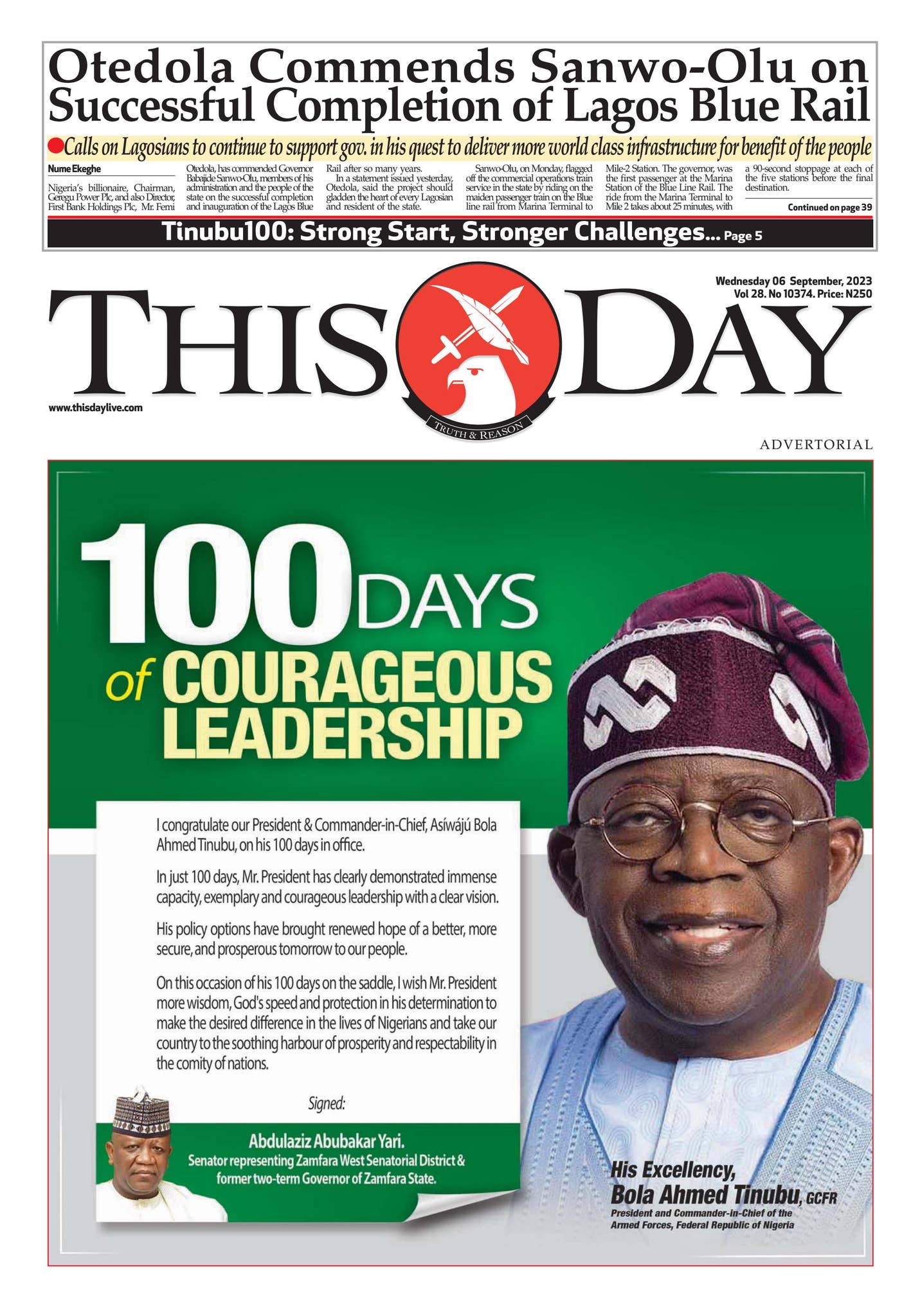 WEDNESDAY 6TH SEPTEMBER 2023 by THISDAY Newspapers Ltd - Issuu