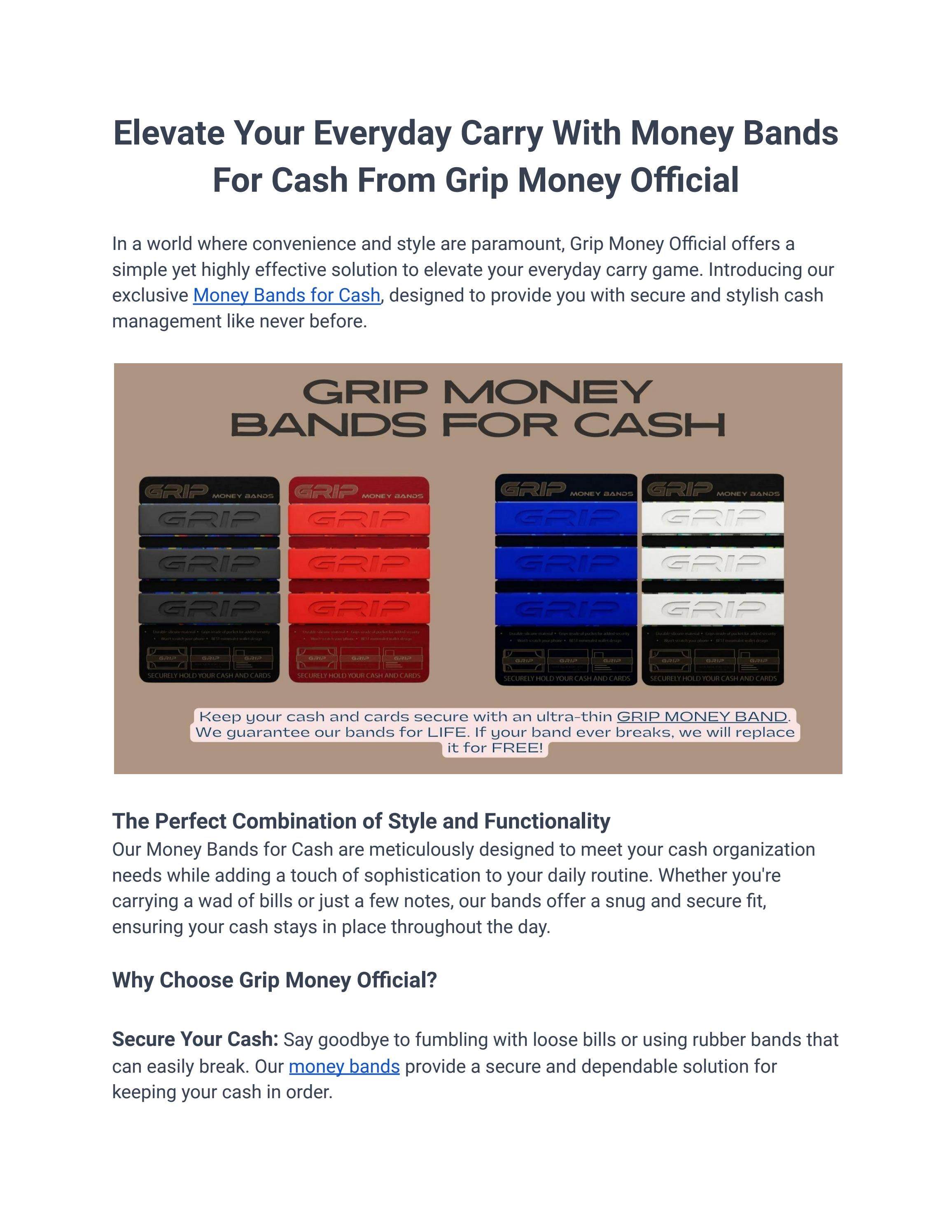 Elevate Money Bands For Cash Grip Money Official by Grip Money