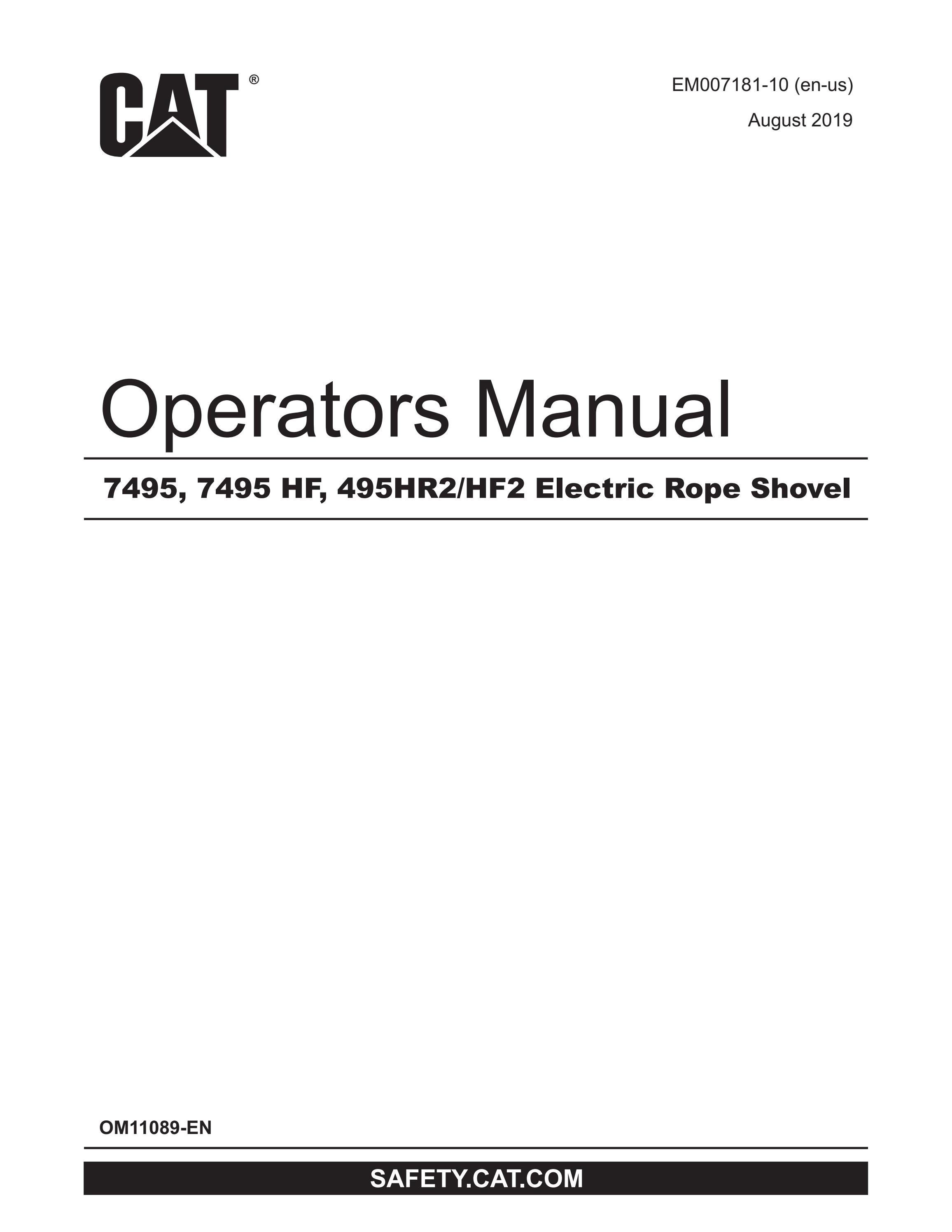 CAT 7495, 7495 HF, 495HR2 HF2 Electric Rope Shovel Operators Manual ...