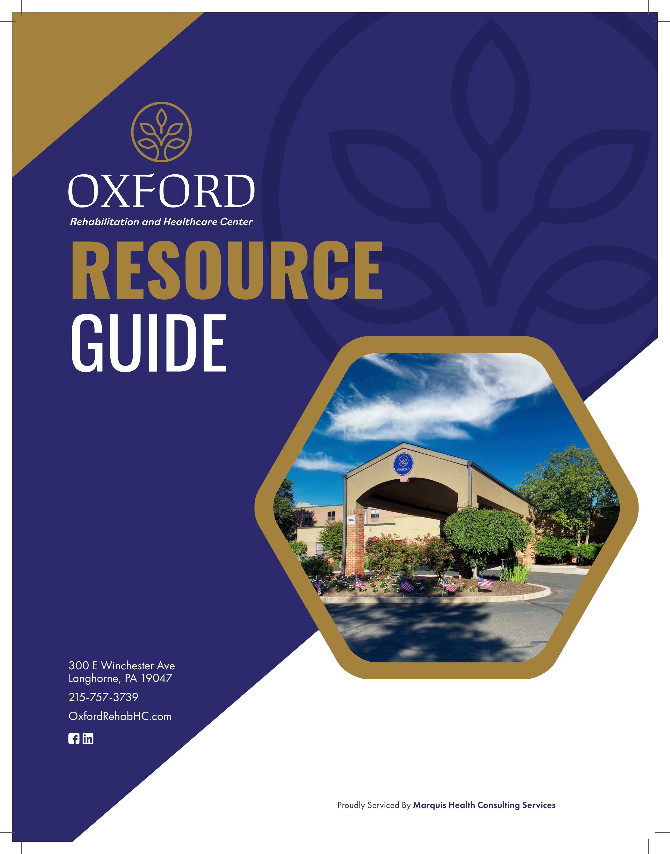Resource Guide Oxford Rehabilitation & Healthcare Center by