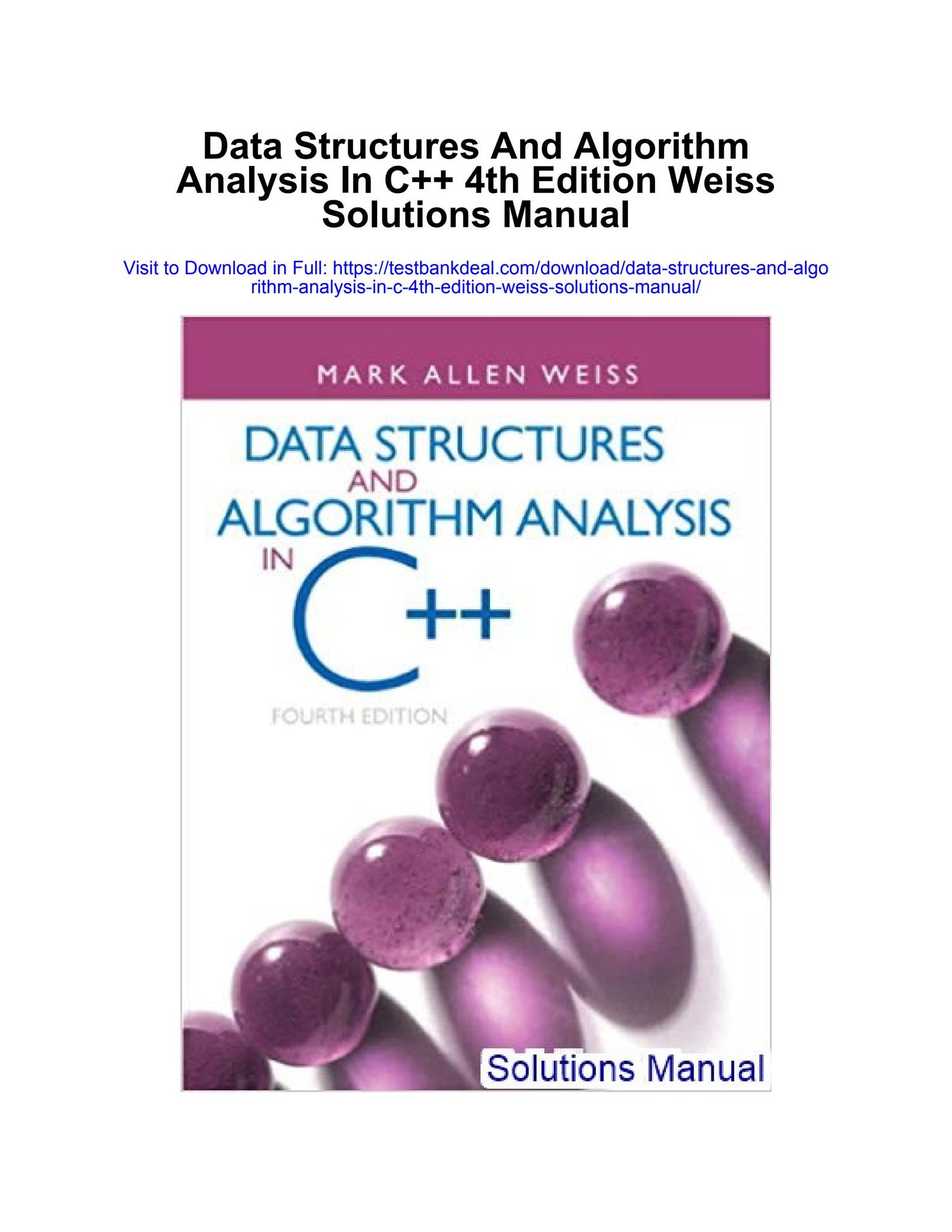 Data structures and algorithm analysis in c 4th edition weiss solutions ...