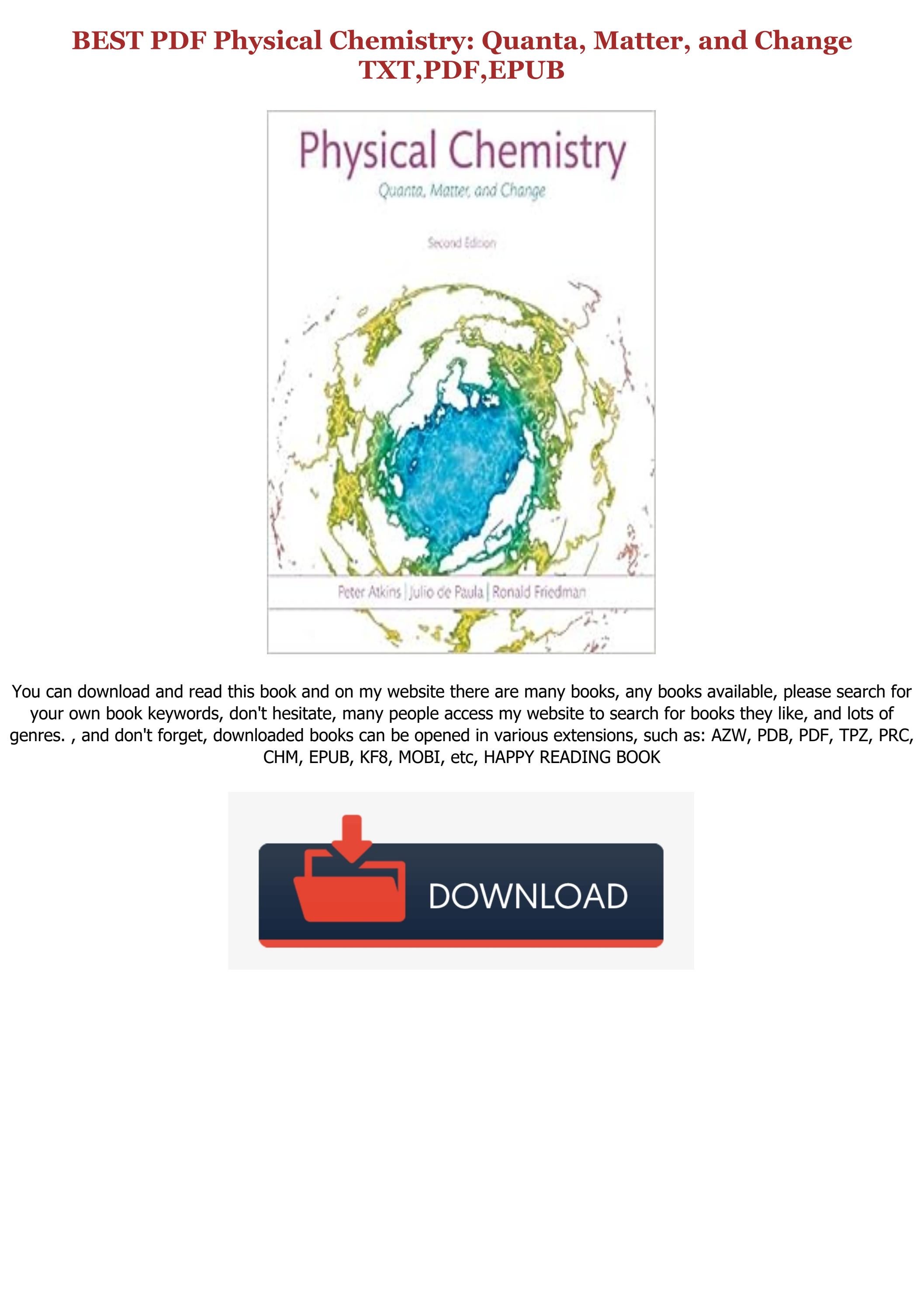 !P.D.F D.o.w.n.l.o.a.d Physical Chemistry Quanta, Matter, and Change